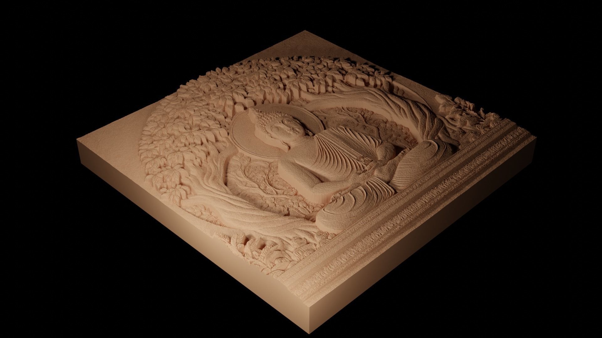 Meditation Under Trees CNC 3d Print High Relief Sand Casting 3D print model_2