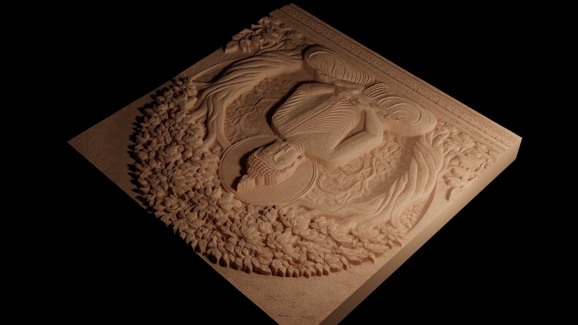 Meditation Under Trees CNC 3d Print High Relief Sand Casting 3D print model_4