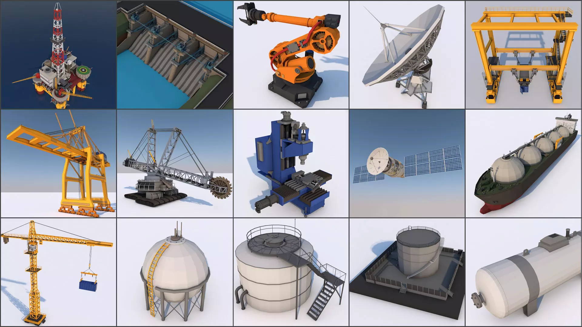 16 Industrial Collection  Low-poly 3D model_0