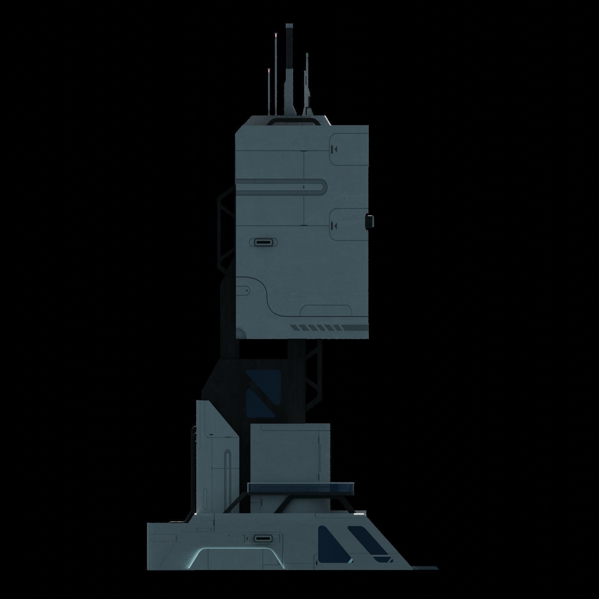 Sci-fi Tower building 3D model_6