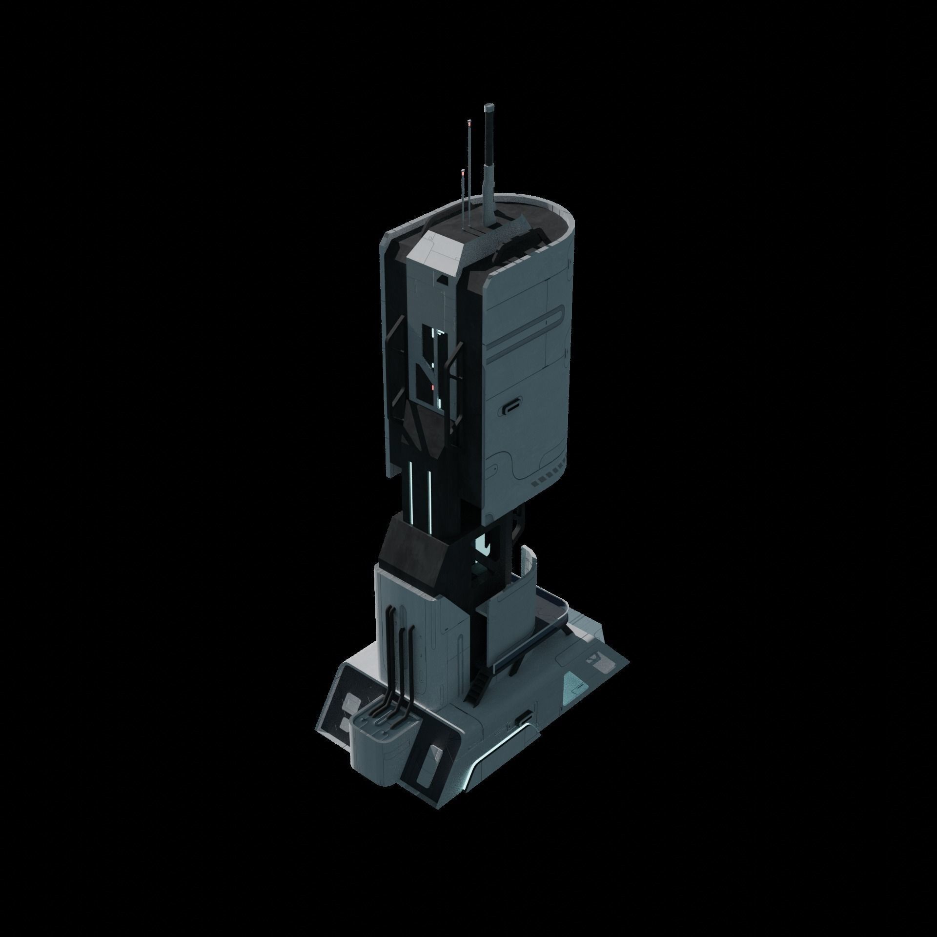 Sci-fi Tower building 3D model_5