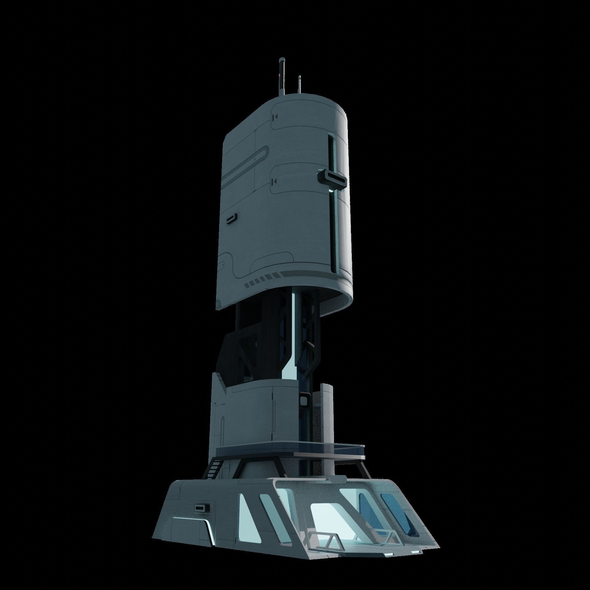 Sci-fi Tower building 3D model_1