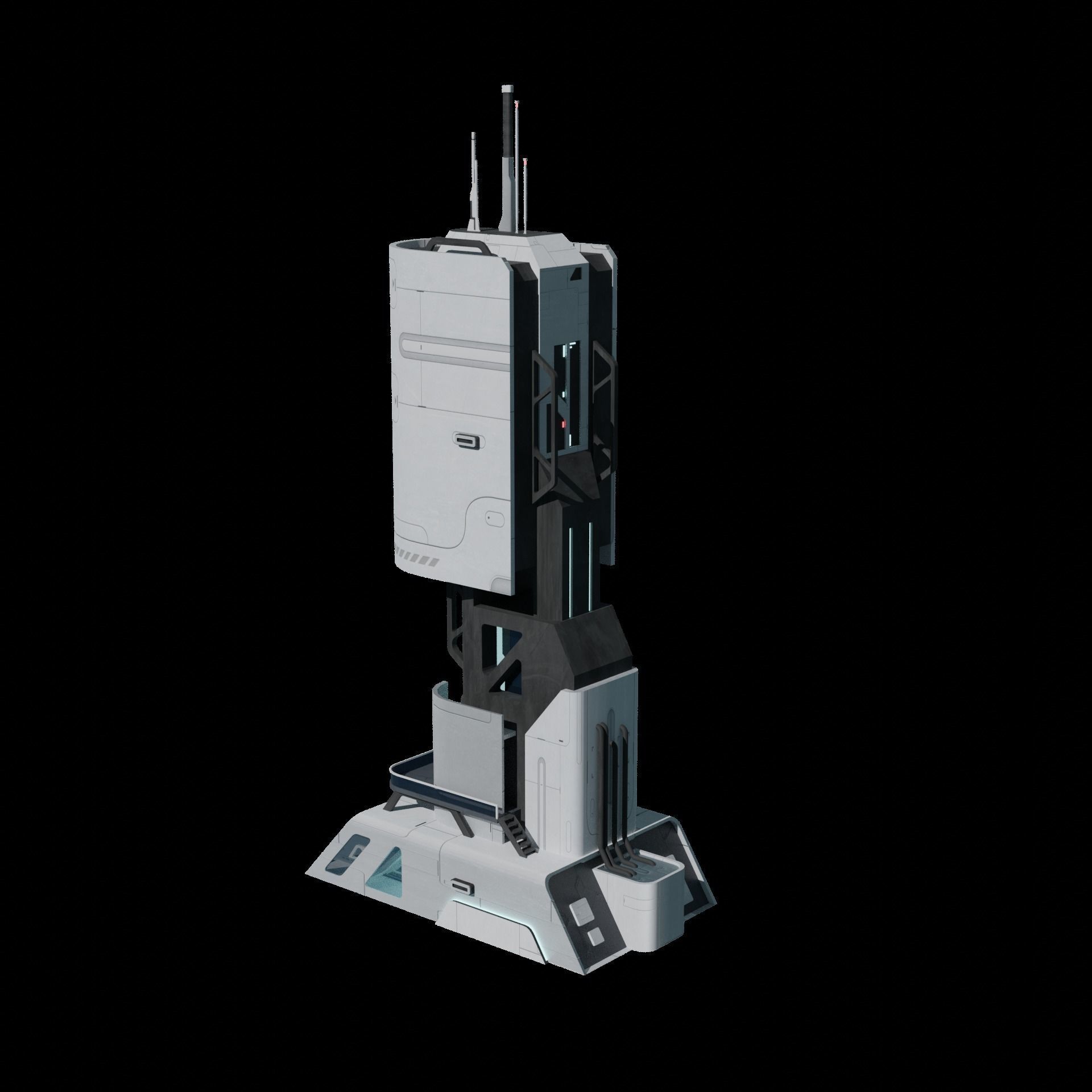 Sci-fi Tower building 3D model_4