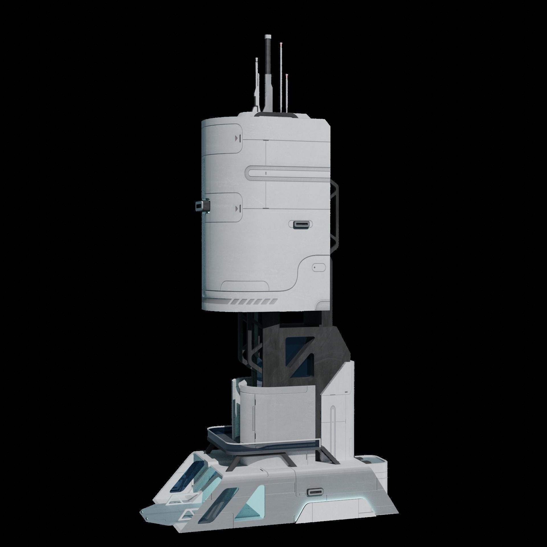 Sci-fi Tower building 3D model_3
