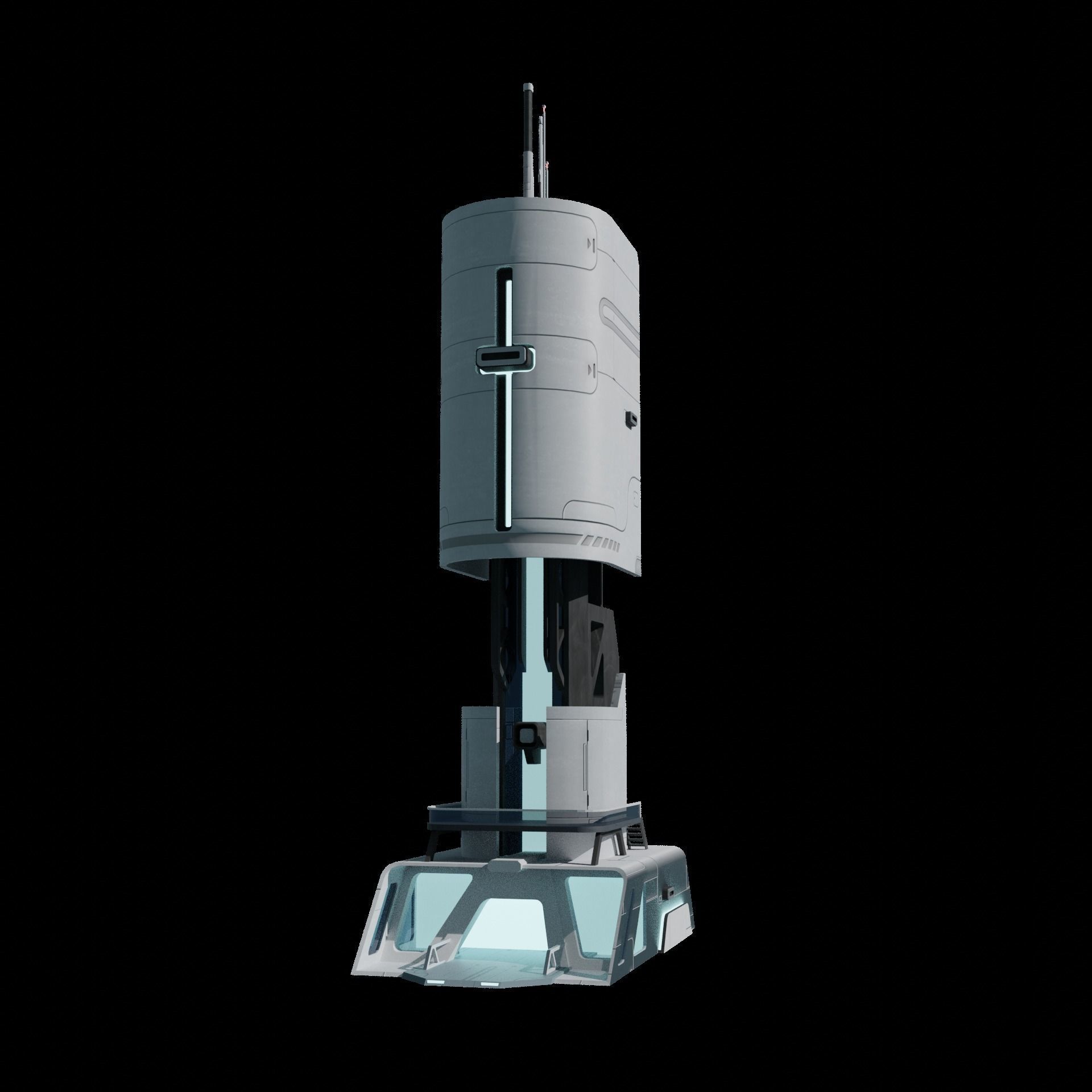 Sci-fi Tower building 3D model_2