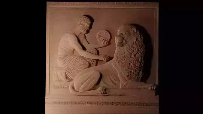 Man And Lion CNC 3d Print High Relief Sand Casting
