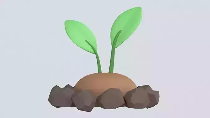 Plant Sprout with Soil 3D Icon