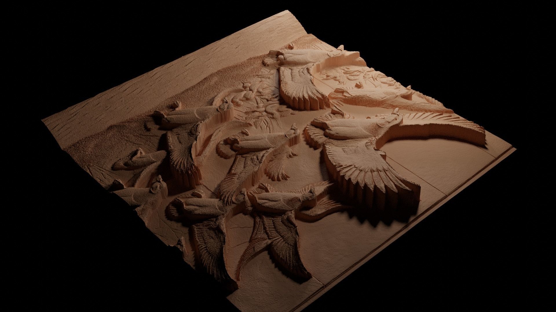 Mallard Flock CNC 3d Print High Relief Sand Casting 3D print model_3