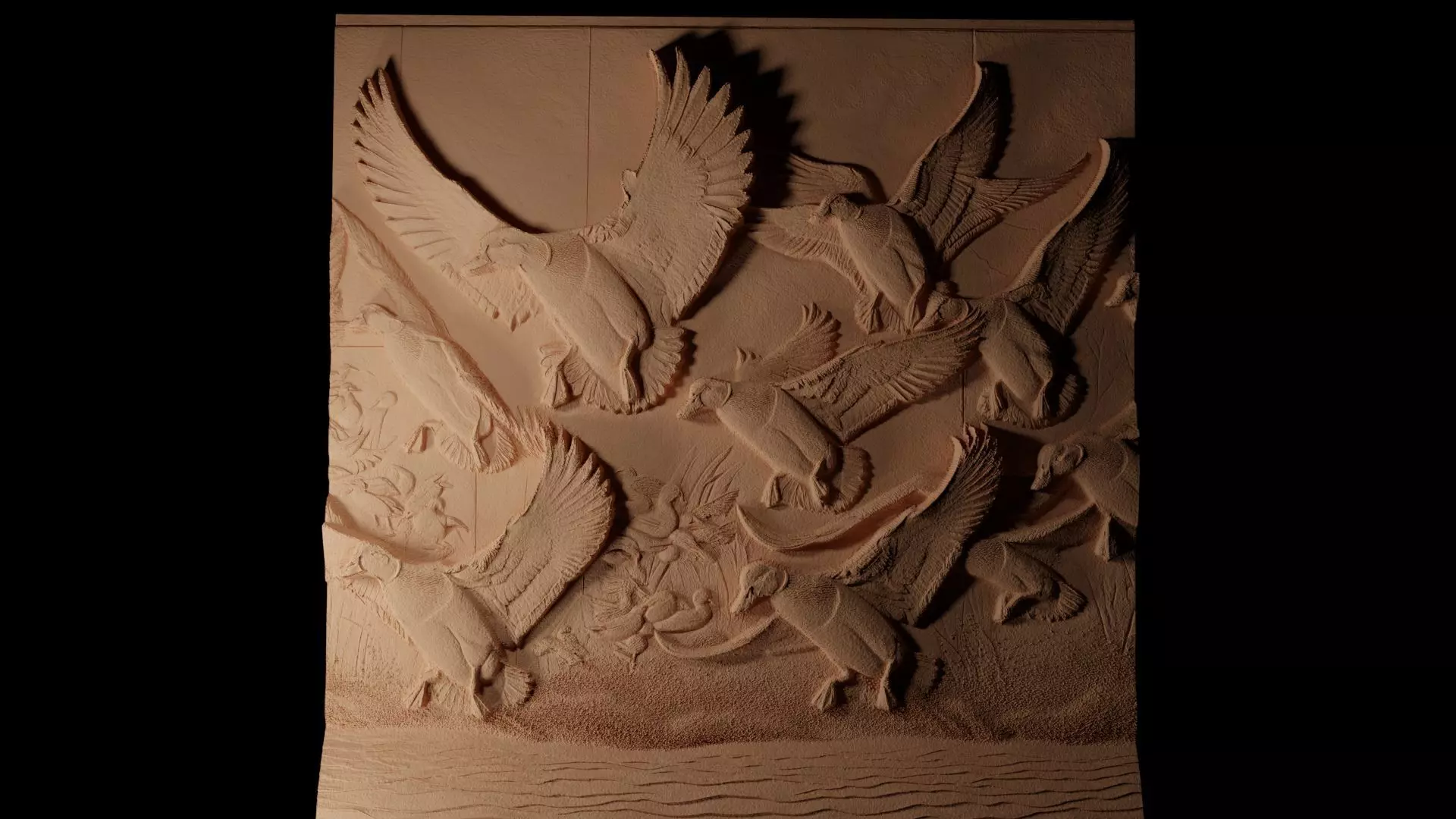 Mallard Flock CNC 3d Print High Relief Sand Casting 3D print model_0