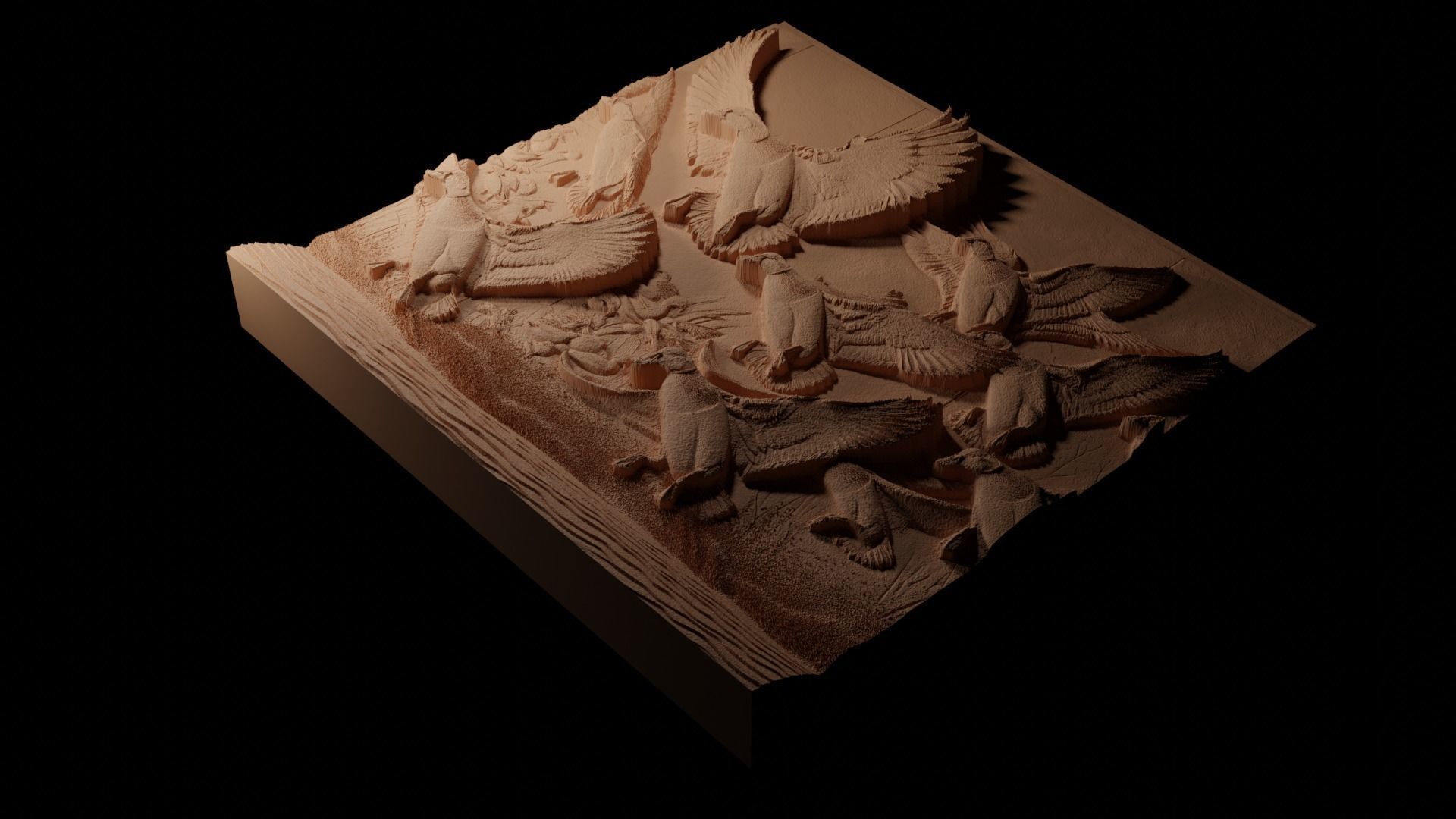 Mallard Flock CNC 3d Print High Relief Sand Casting 3D print model_1