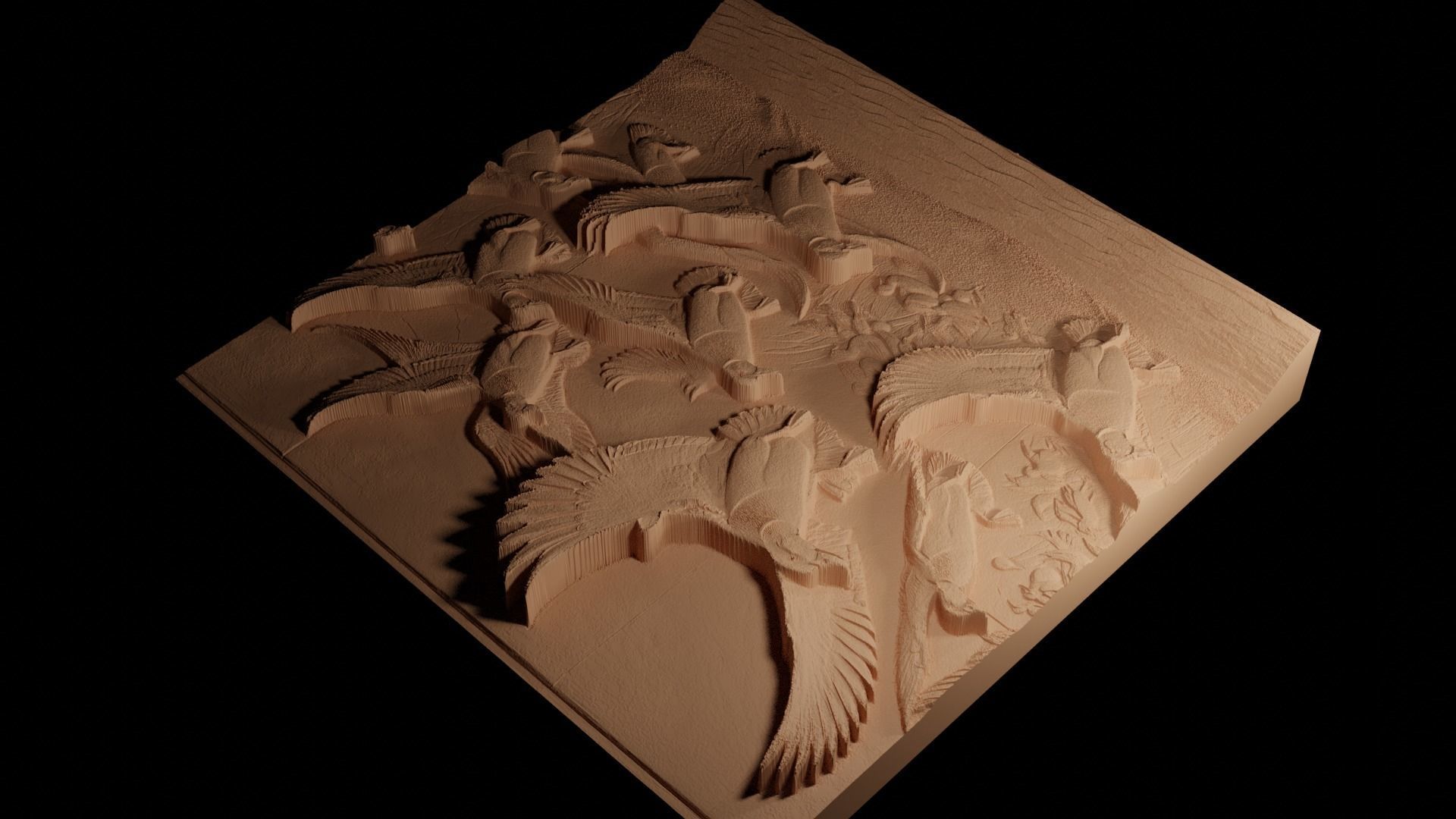 Mallard Flock CNC 3d Print High Relief Sand Casting 3D print model_4