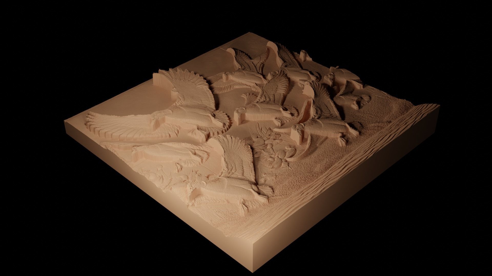 Mallard Flock CNC 3d Print High Relief Sand Casting 3D print model_2