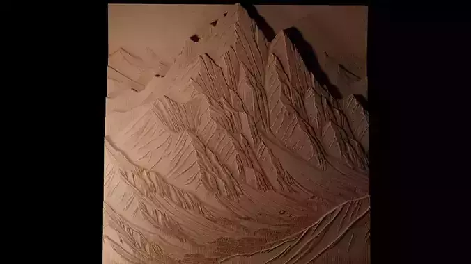 Majestic Mountain Range CNC 3d Print High Relief Sand Casting 3D print model