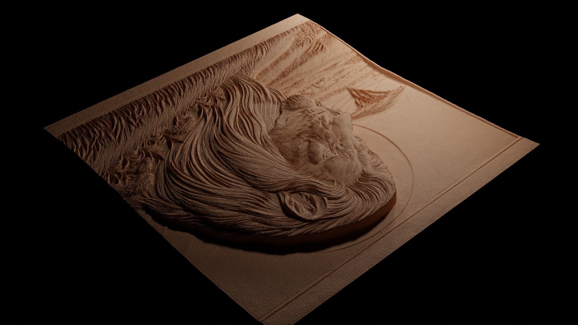 Lion On African Savannah CNC 3d Print High Relief Sand Casting 3D print model_3