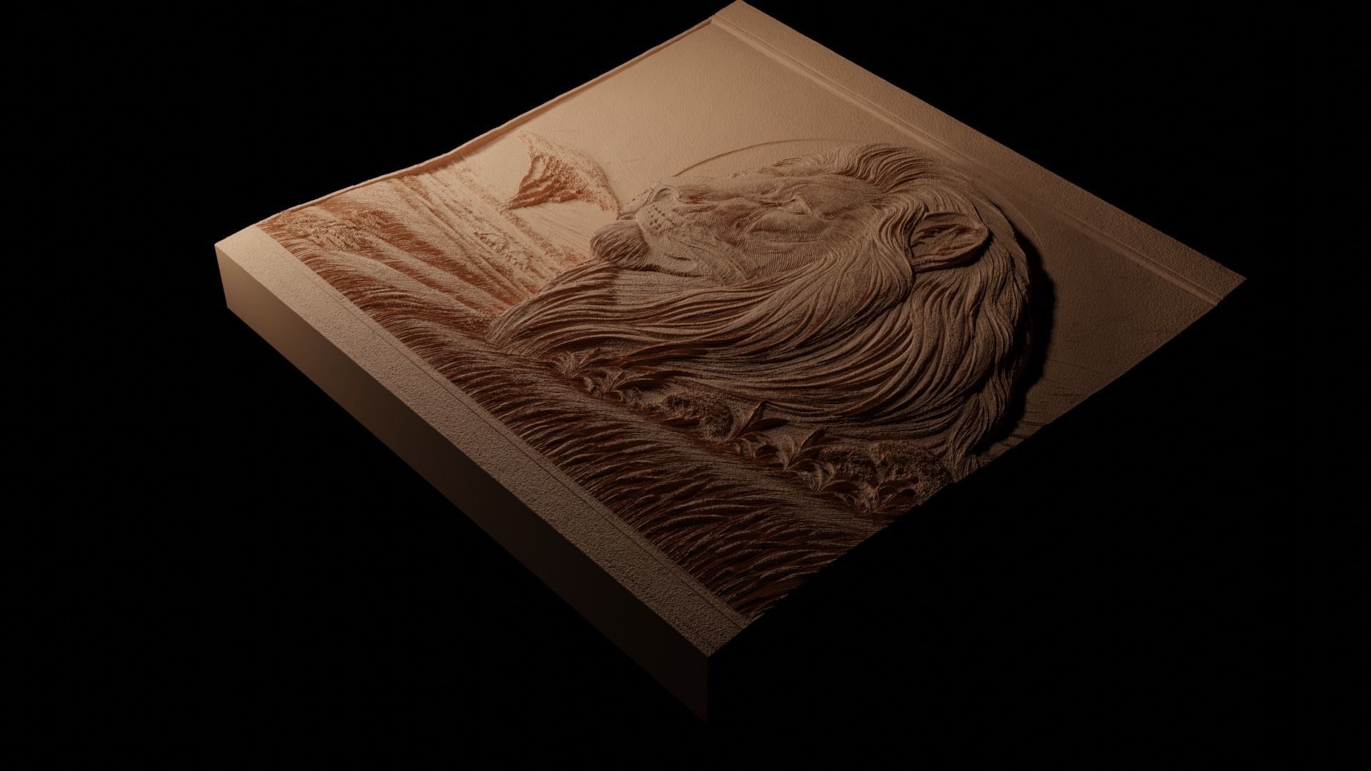 Lion On African Savannah CNC 3d Print High Relief Sand Casting 3D print model_1