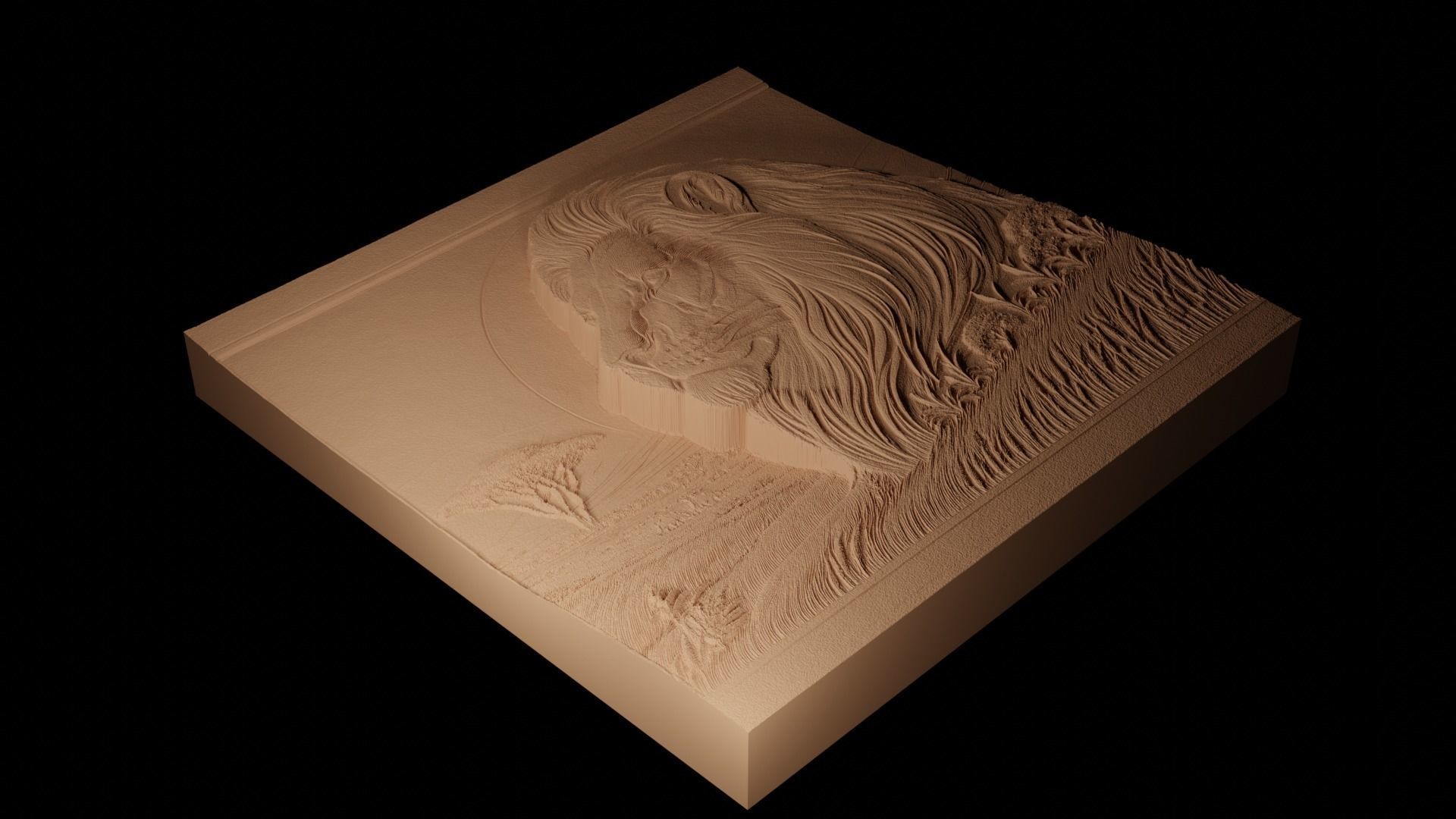 Lion On African Savannah CNC 3d Print High Relief Sand Casting 3D print model_2