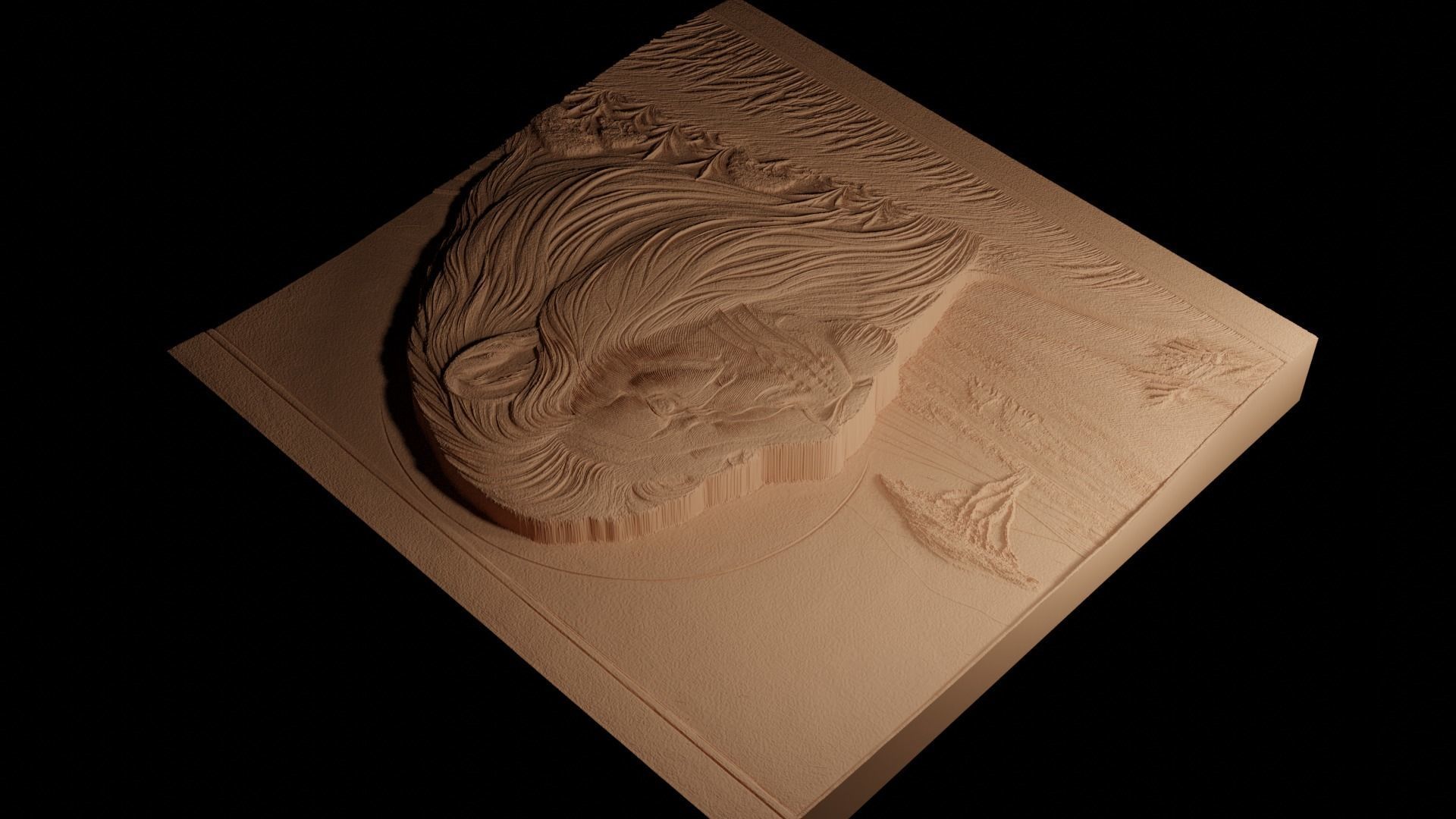 Lion On African Savannah CNC 3d Print High Relief Sand Casting 3D print model_4