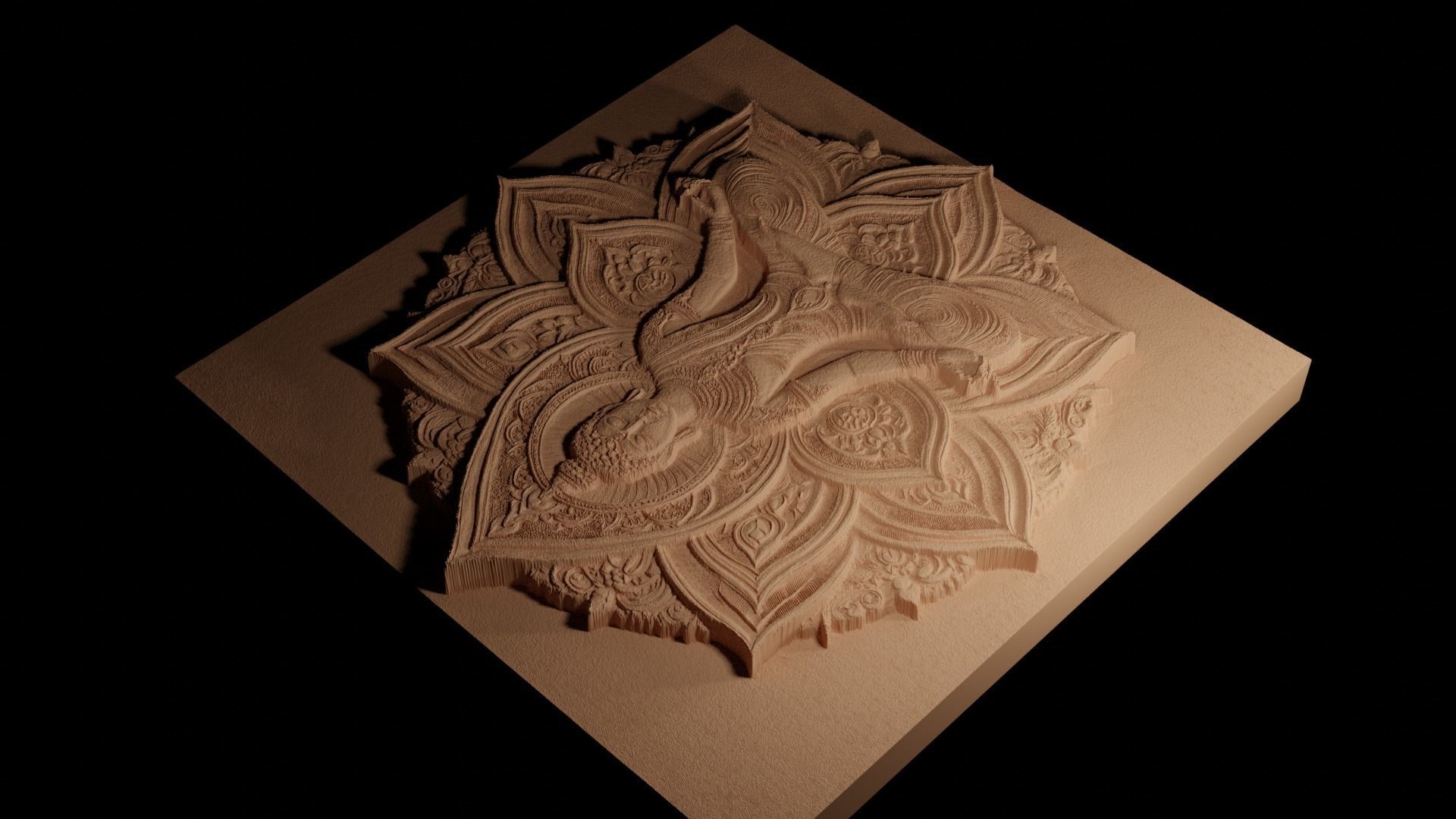 Lotus Yoga Peace CNC 3d Print High Relief Sand Casting 3D print model_4