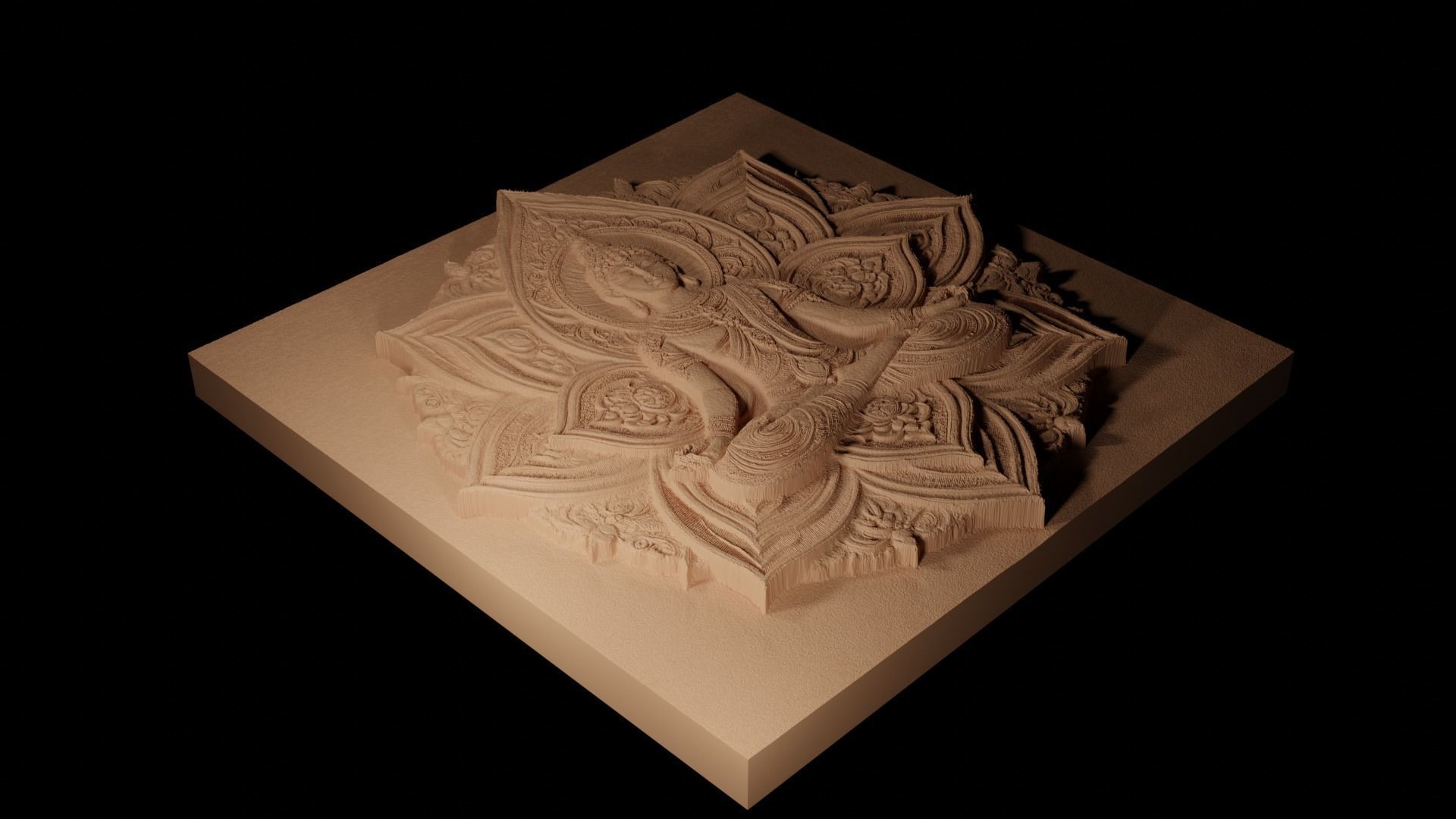 Lotus Yoga Peace CNC 3d Print High Relief Sand Casting 3D print model_2