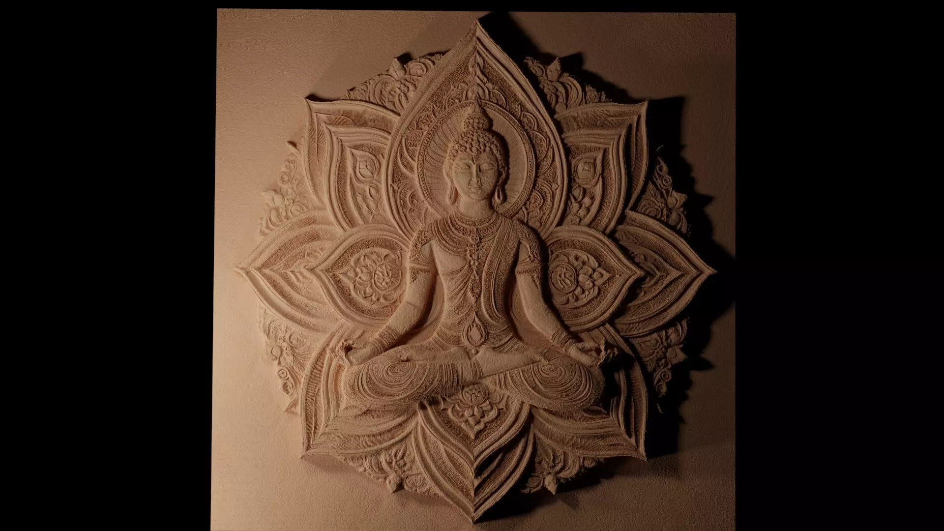 Lotus Yoga Peace CNC 3d Print High Relief Sand Casting 3D print model_0
