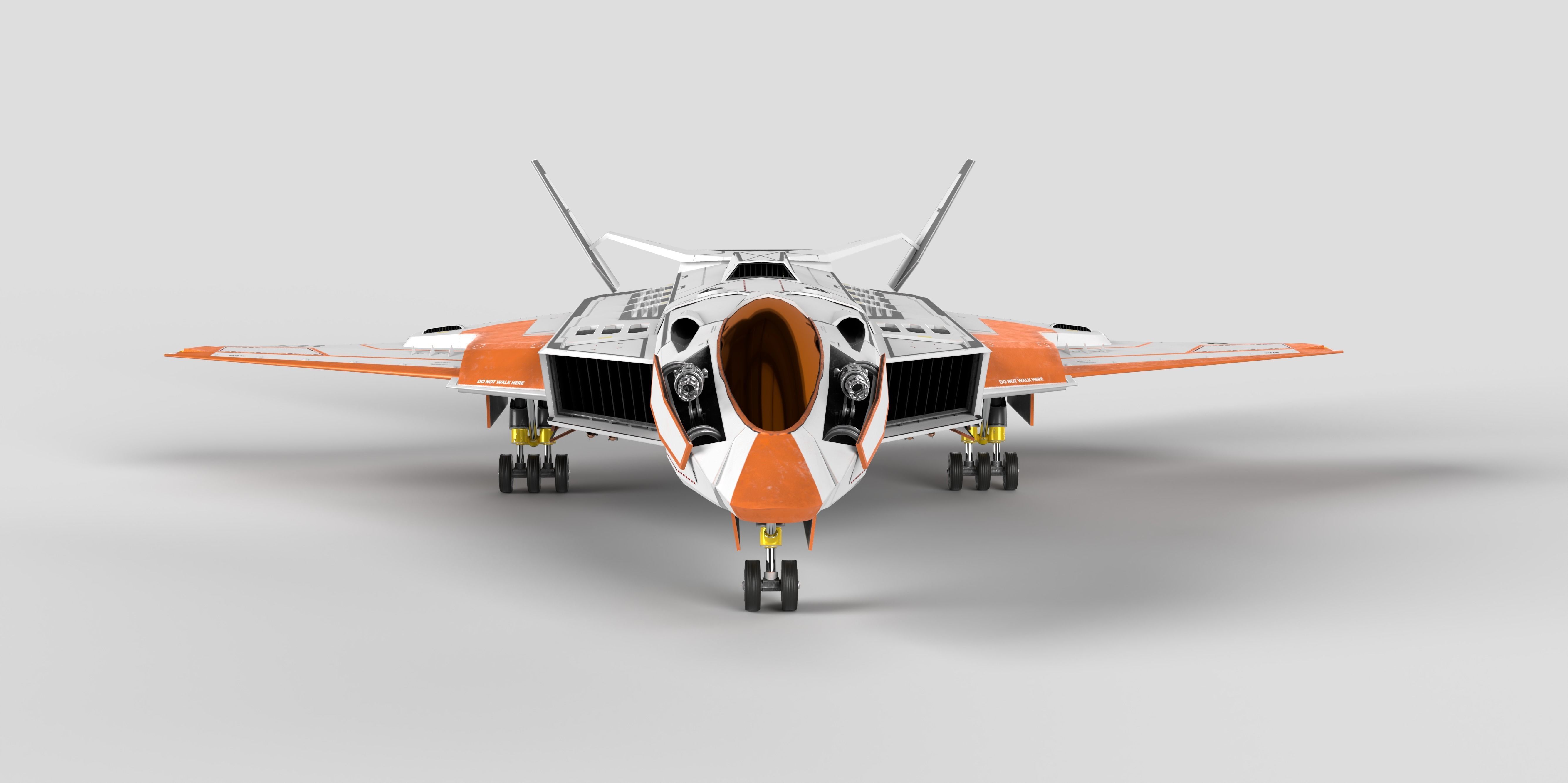 Spaceship Fighter Jet Airplane Sci-Fi Low-poly 3D model_25