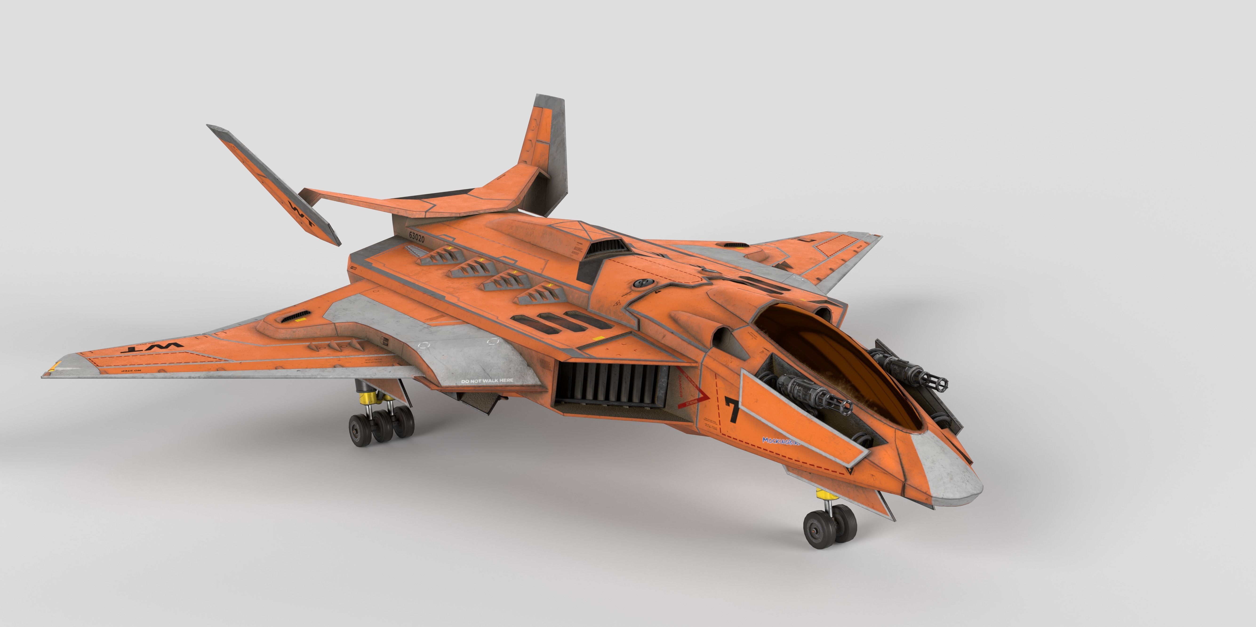 Spaceship Fighter Jet Airplane Sci-Fi Low-poly 3D model_42