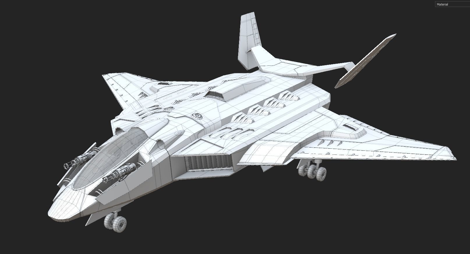 Spaceship Fighter Jet Airplane Sci-Fi Low-poly 3D model_3