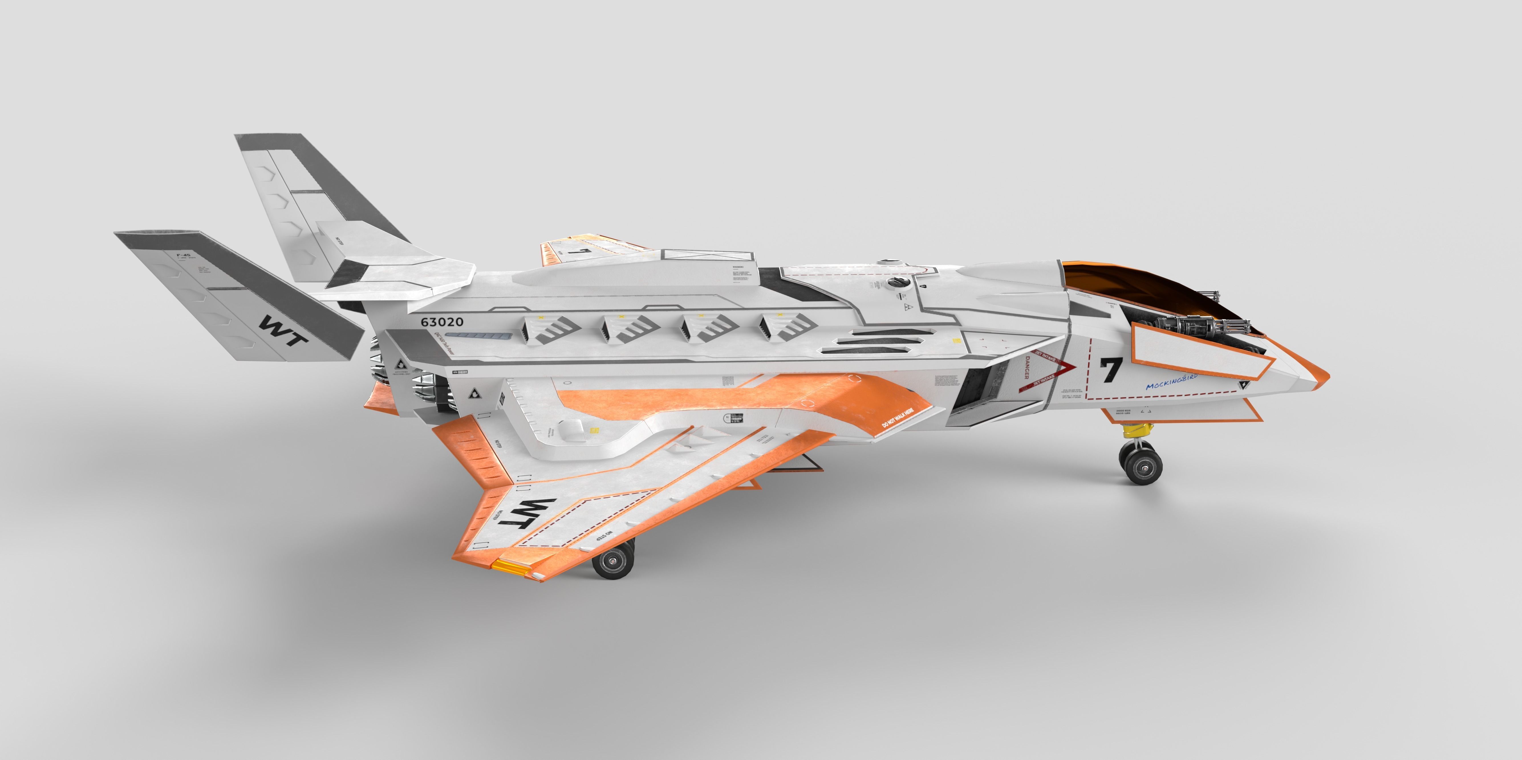 Spaceship Fighter Jet Airplane Sci-Fi Low-poly 3D model_7