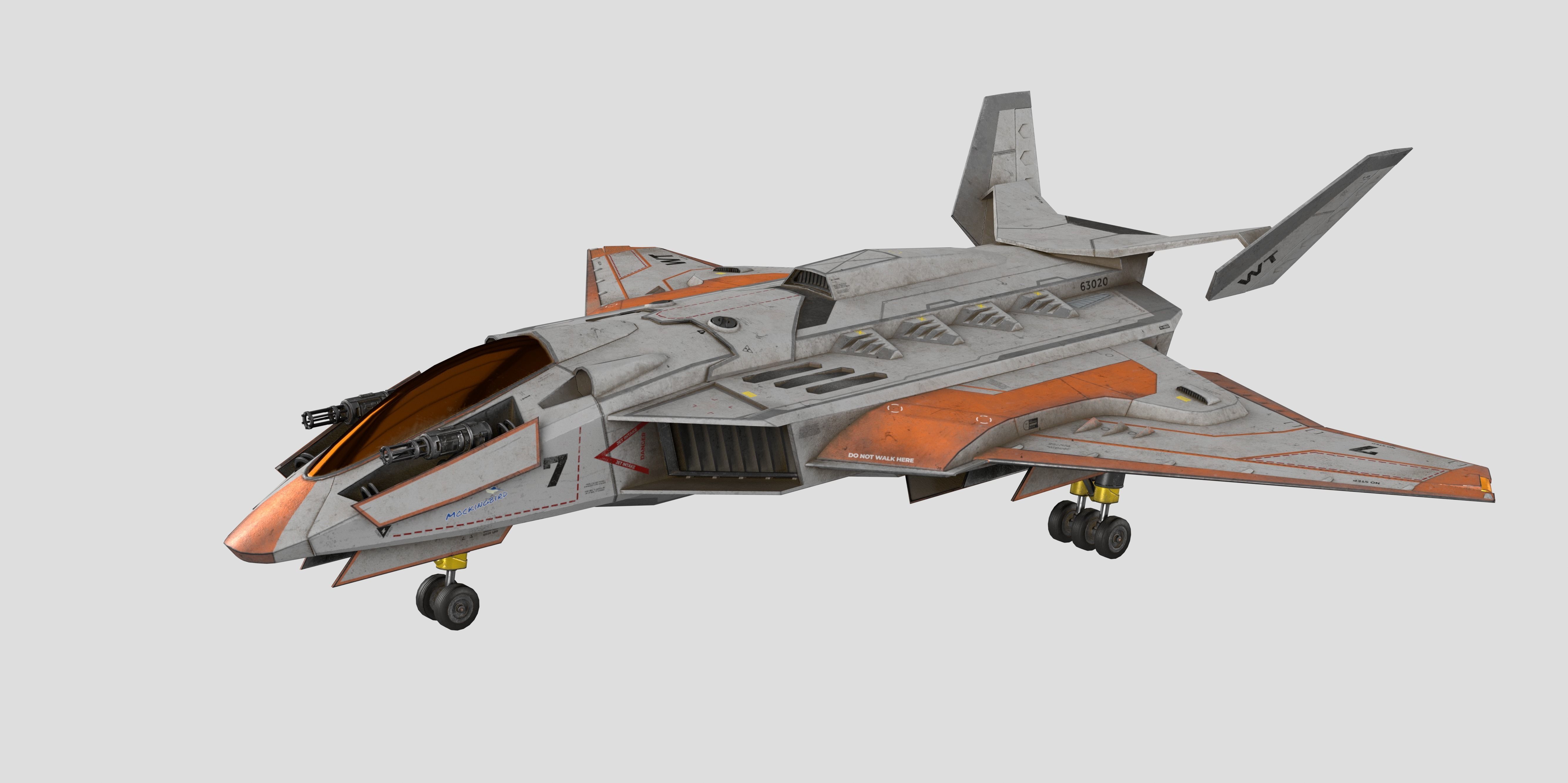 Spaceship Fighter Jet Airplane Sci-Fi Low-poly 3D model_10