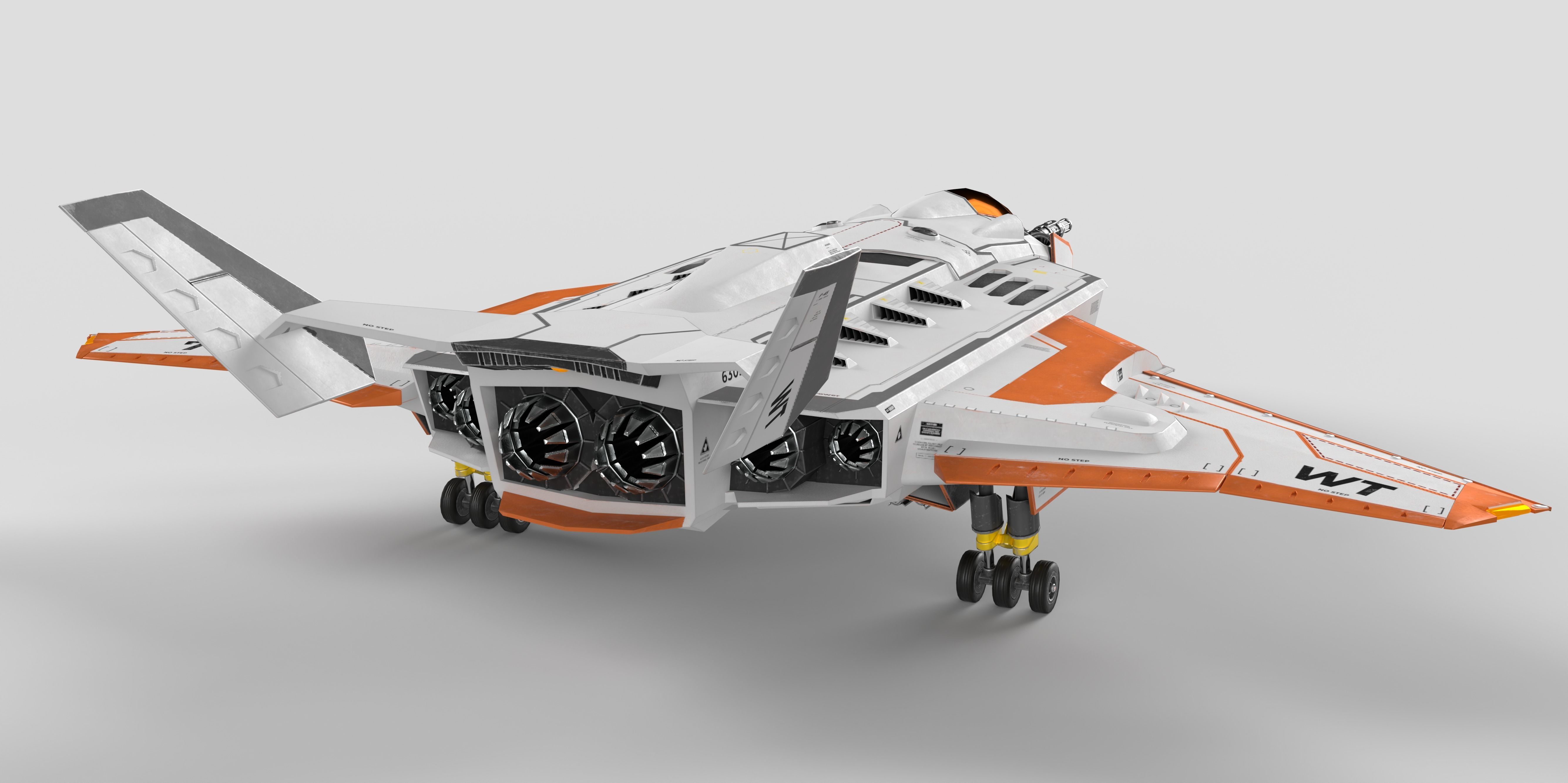 Spaceship Fighter Jet Airplane Sci-Fi Low-poly 3D model_11
