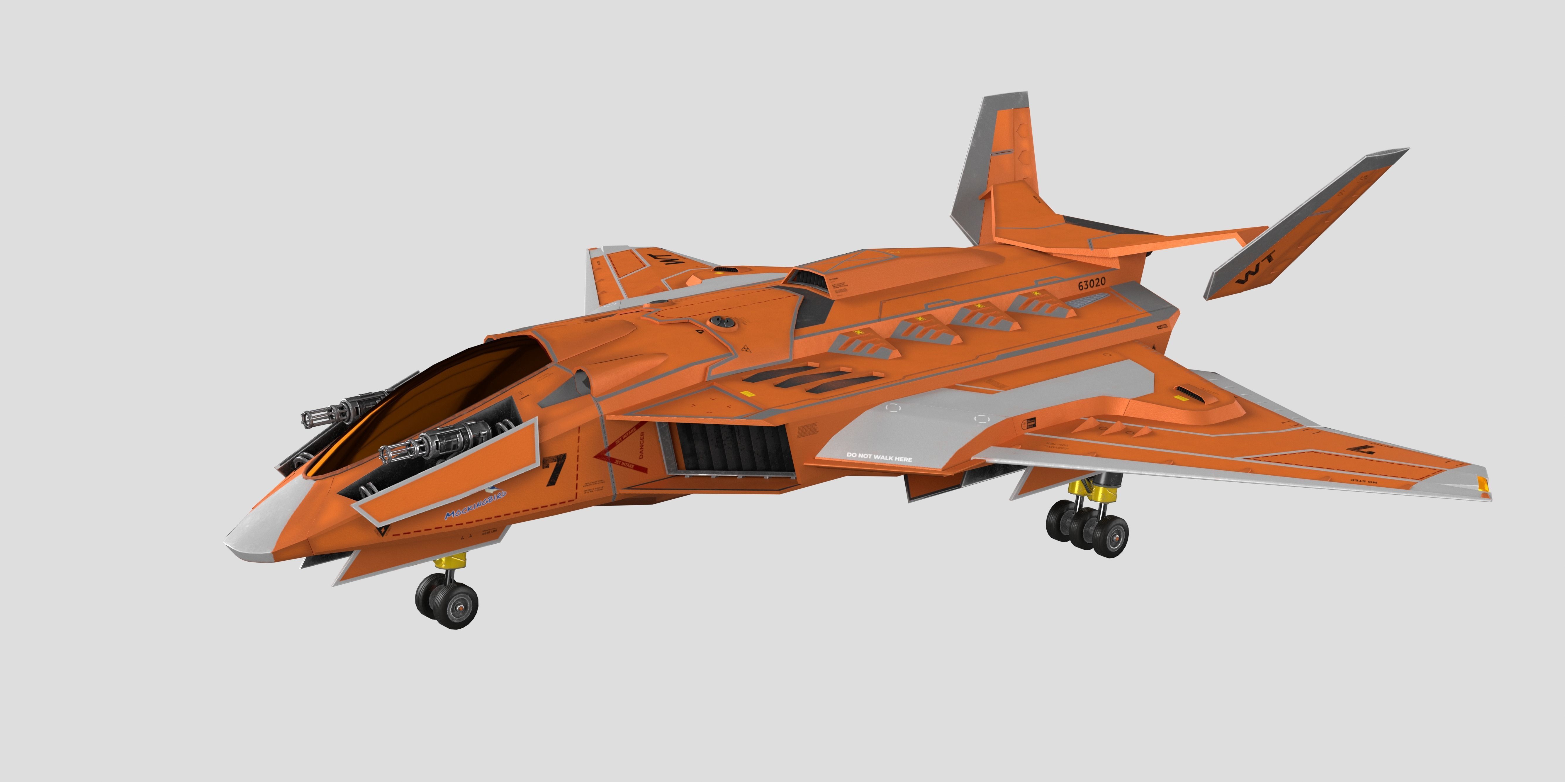 Spaceship Fighter Jet Airplane Sci-Fi Low-poly 3D model_32
