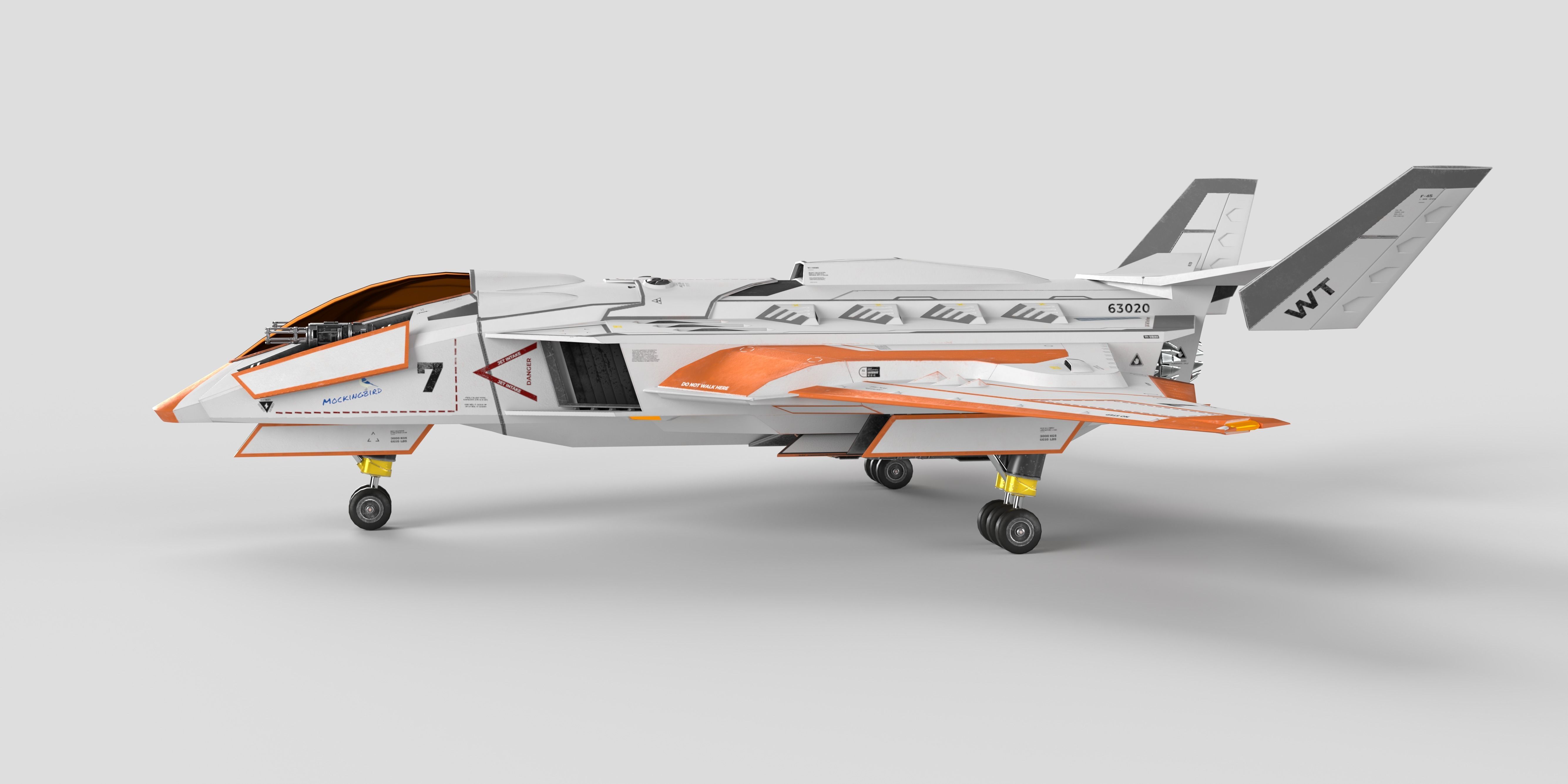 Spaceship Fighter Jet Airplane Sci-Fi Low-poly 3D model_19