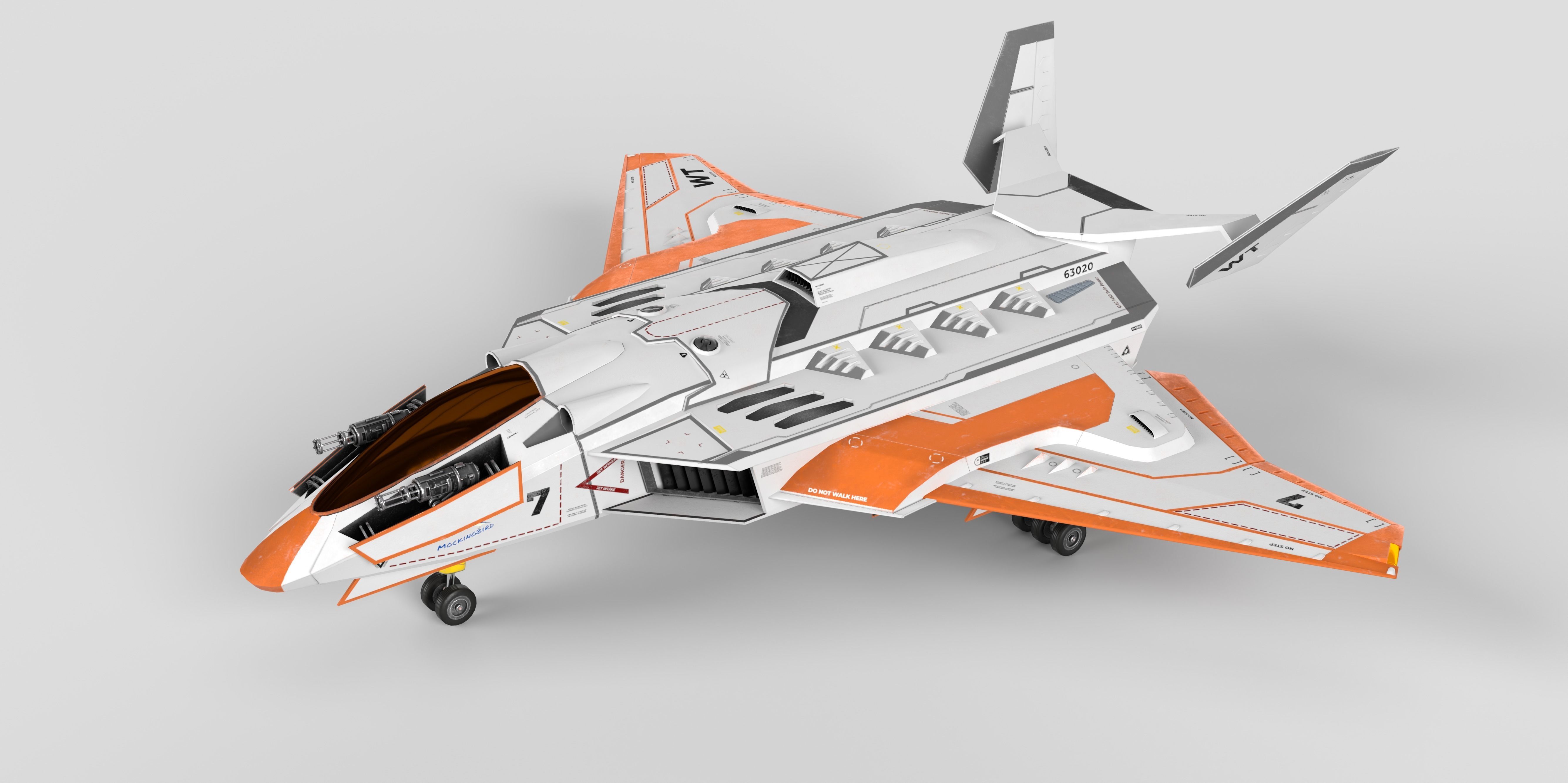 Spaceship Fighter Jet Airplane Sci-Fi Low-poly 3D model_22
