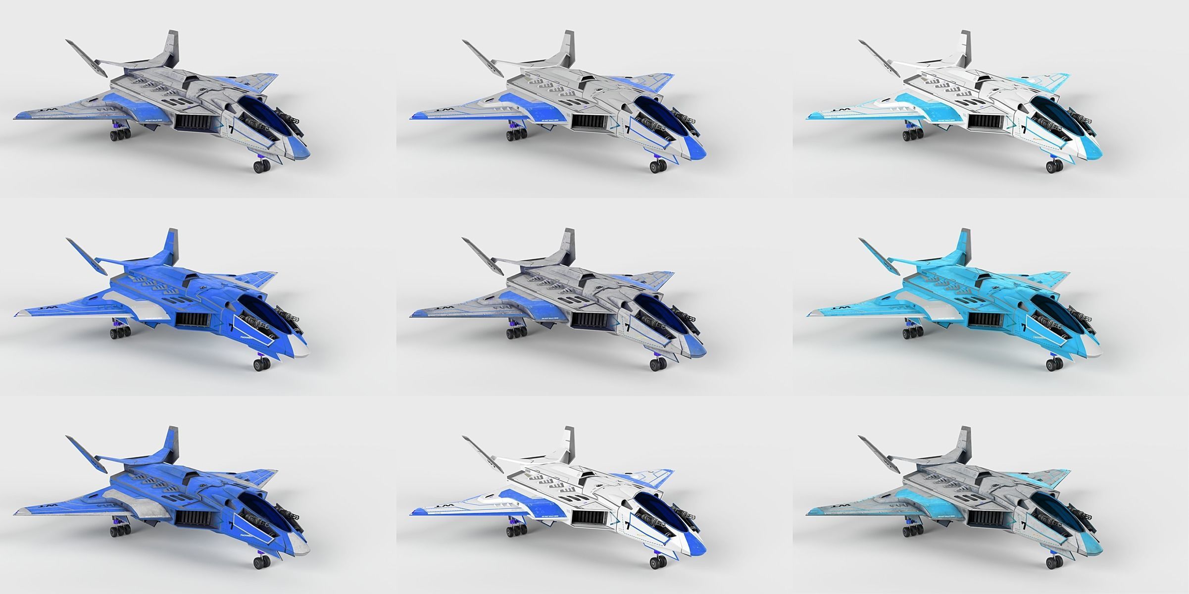 Spaceship Fighter Jet Airplane Sci-Fi Low-poly 3D model_1