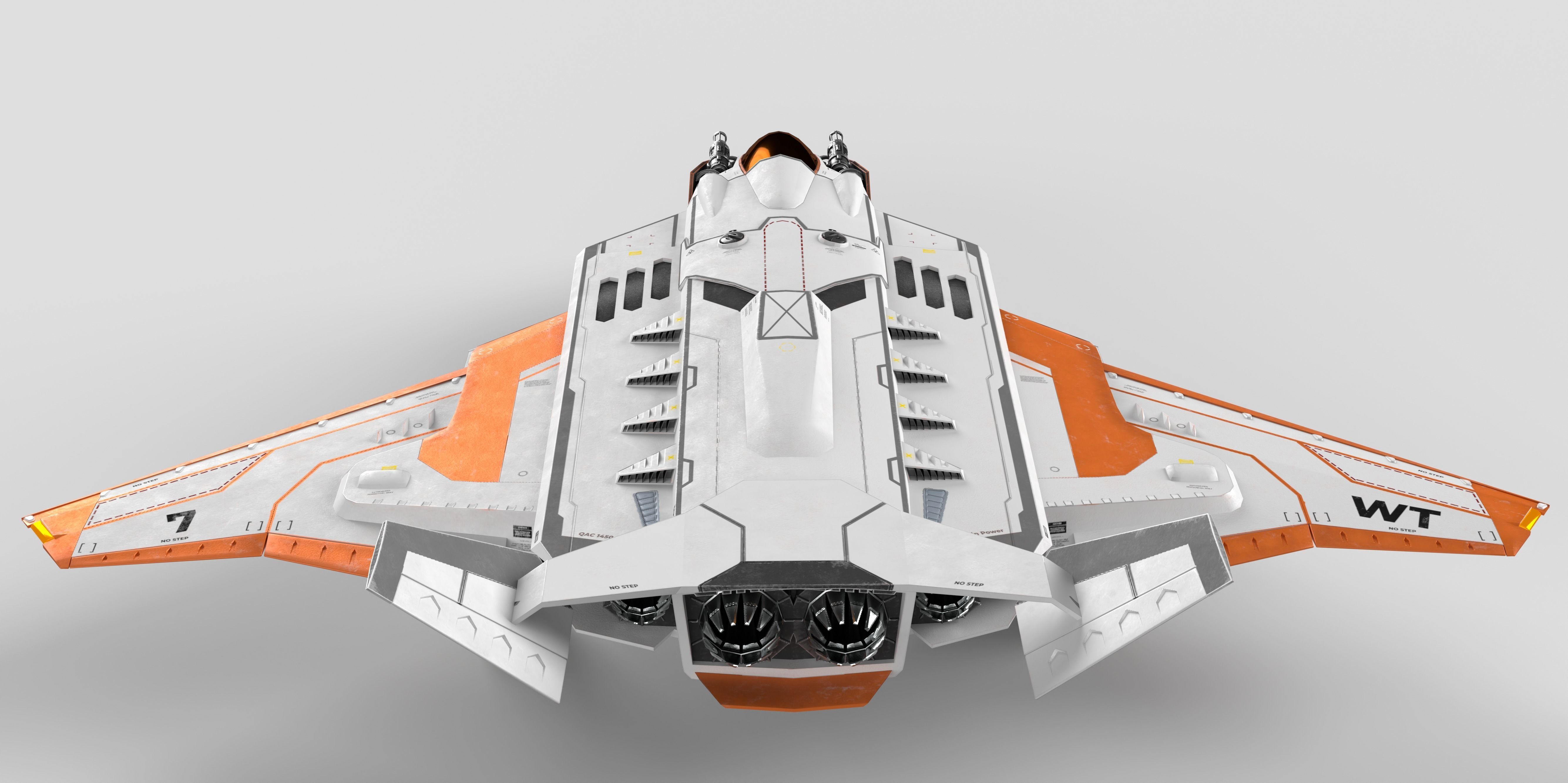 Spaceship Fighter Jet Airplane Sci-Fi Low-poly 3D model_13
