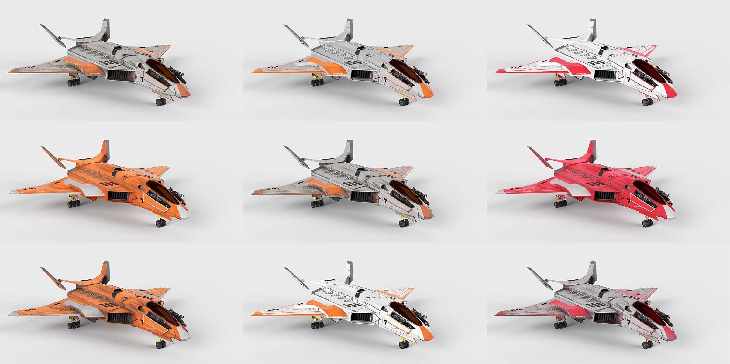 Spaceship Fighter Jet Airplane Sci-Fi Low-poly 3D model_38