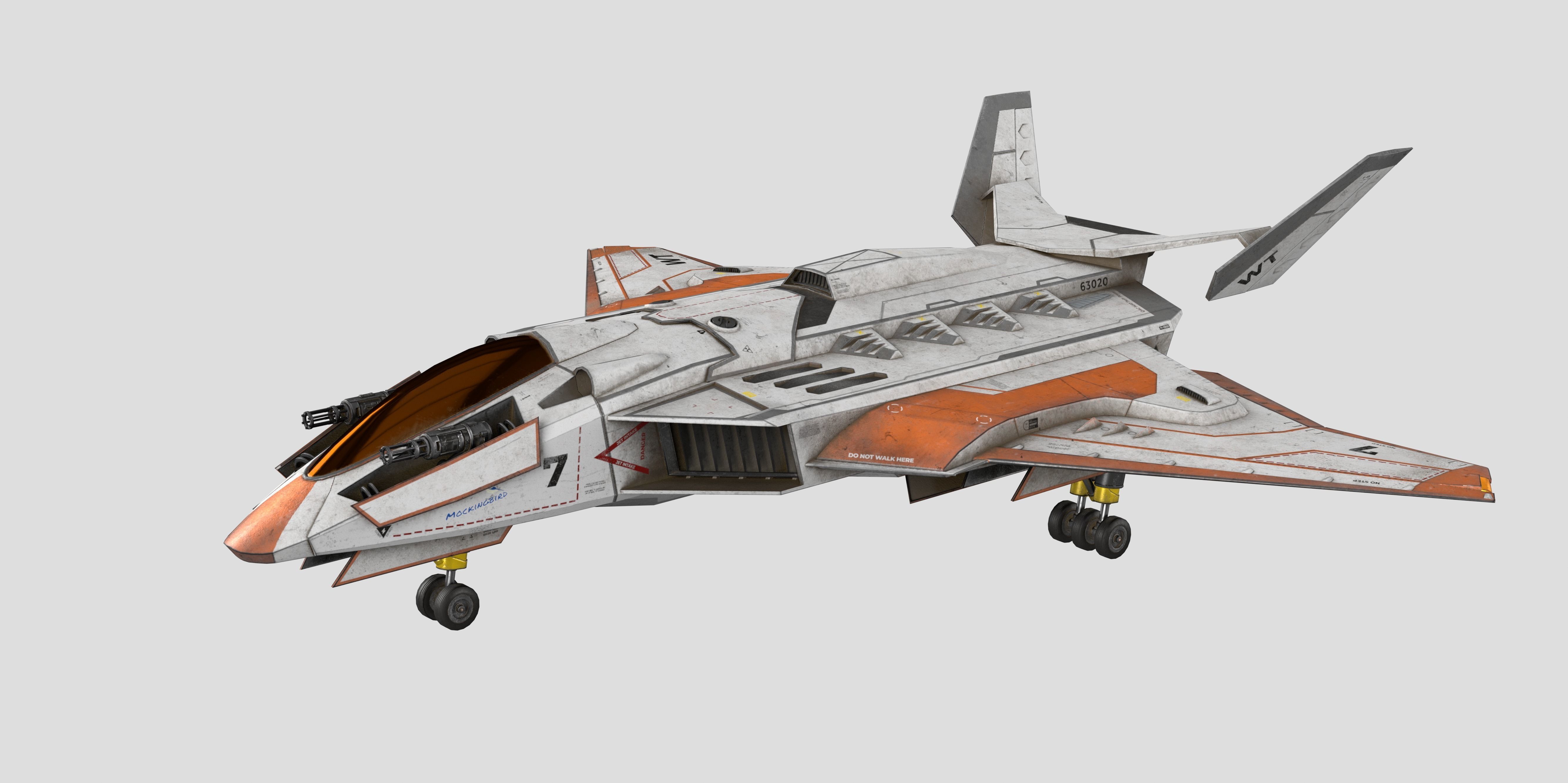 Spaceship Fighter Jet Airplane Sci-Fi Low-poly 3D model_17