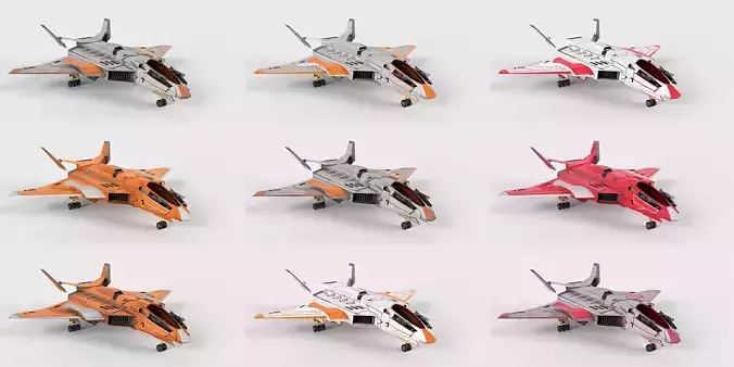 Spaceship Fighter Jet Airplane Sci-Fi Low-poly 3D model