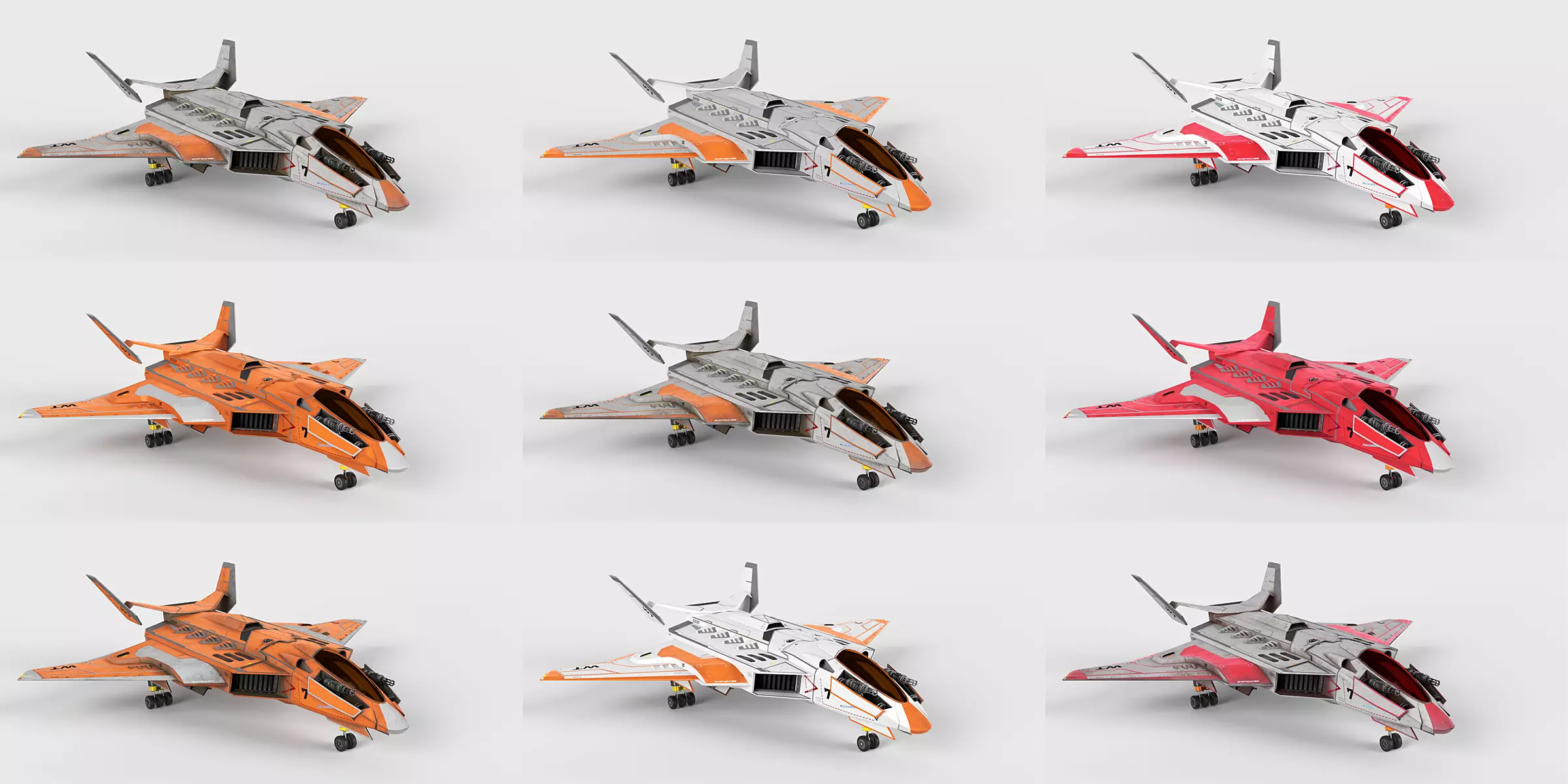 Spaceship Fighter Jet Airplane Sci-Fi Low-poly 3D model_0