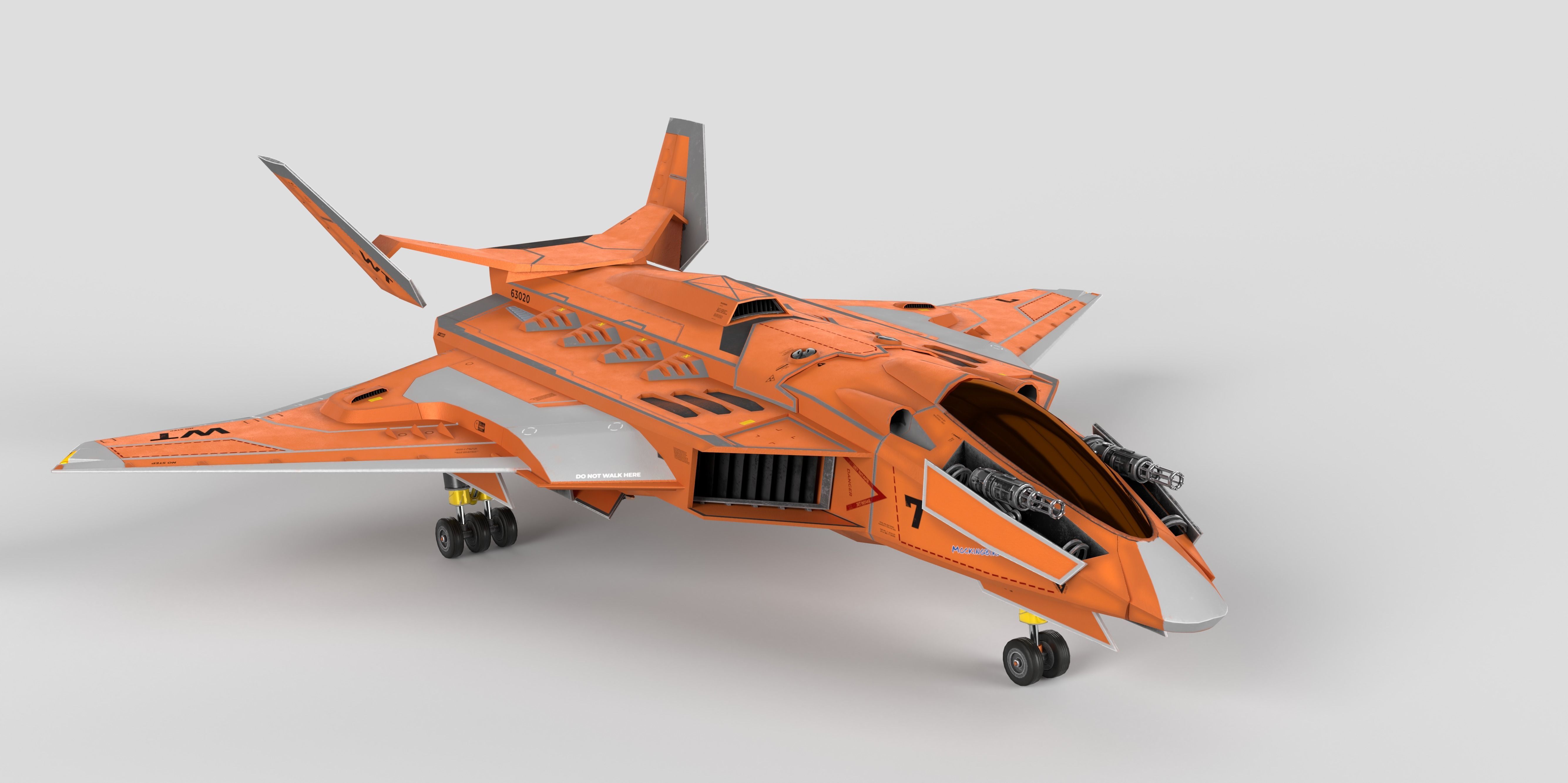 Spaceship Fighter Jet Airplane Sci-Fi Low-poly 3D model_44
