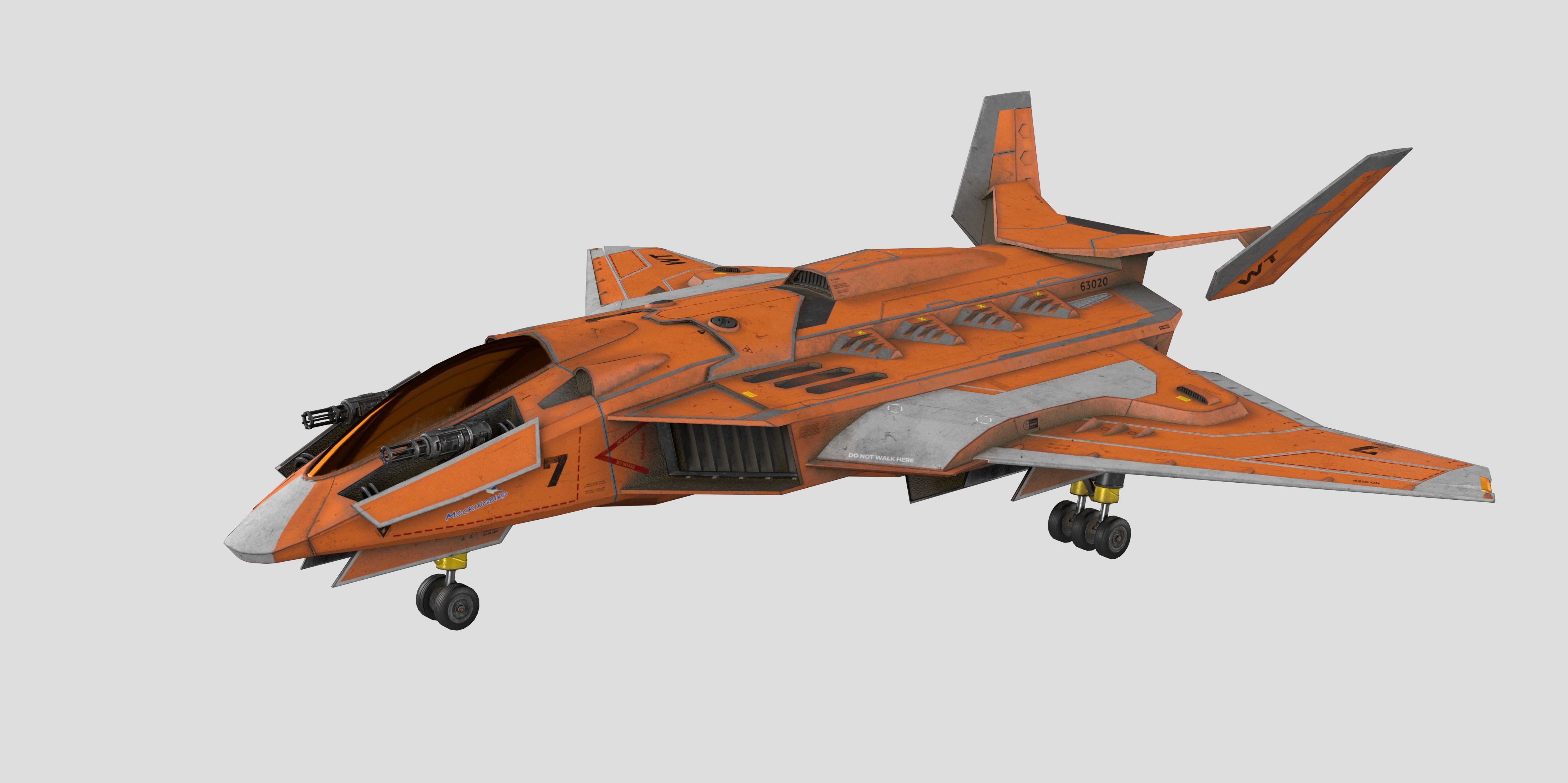 Spaceship Fighter Jet Airplane Sci-Fi Low-poly 3D model_30