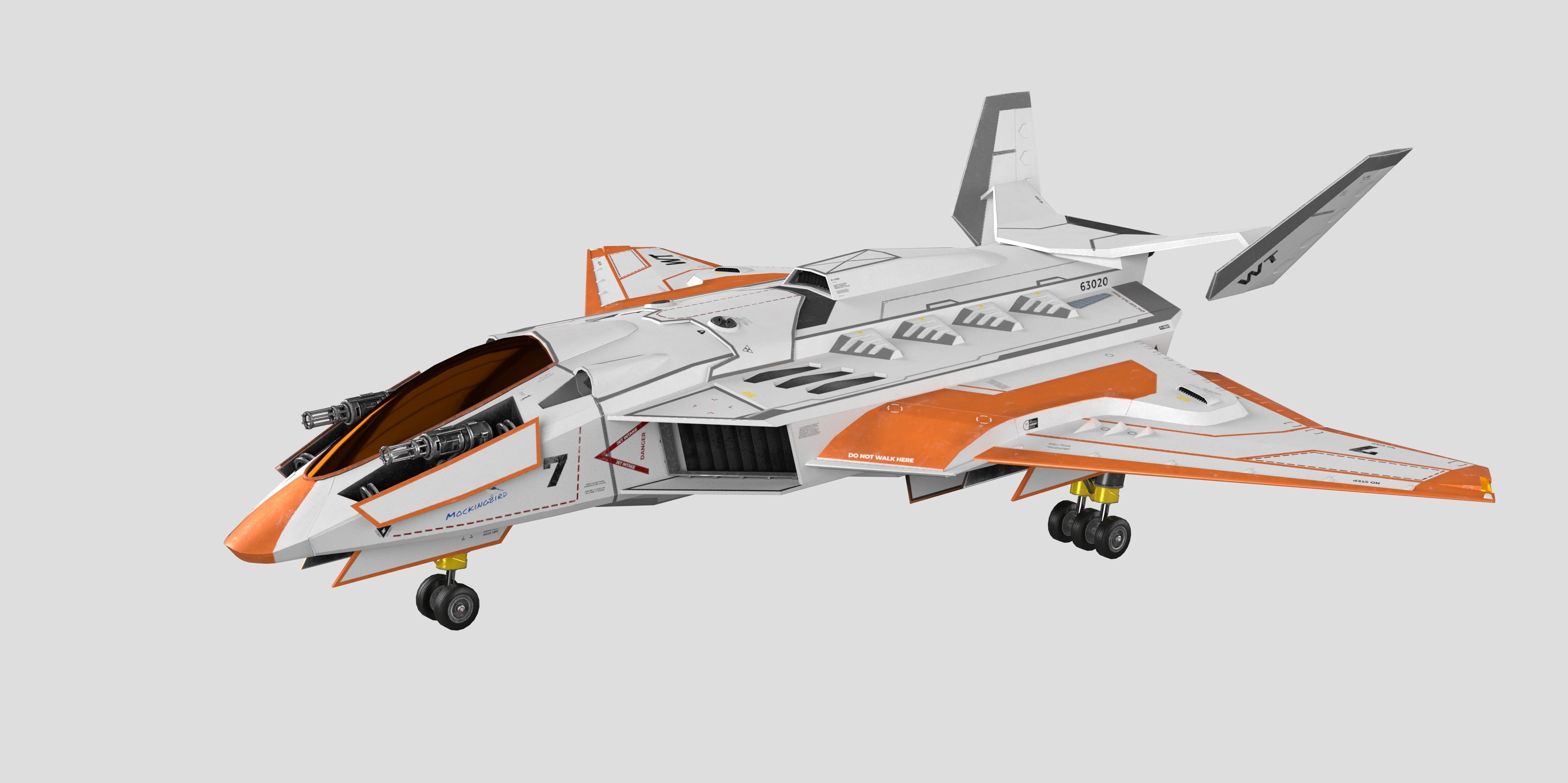 Spaceship Fighter Jet Airplane Sci-Fi Low-poly 3D model_27