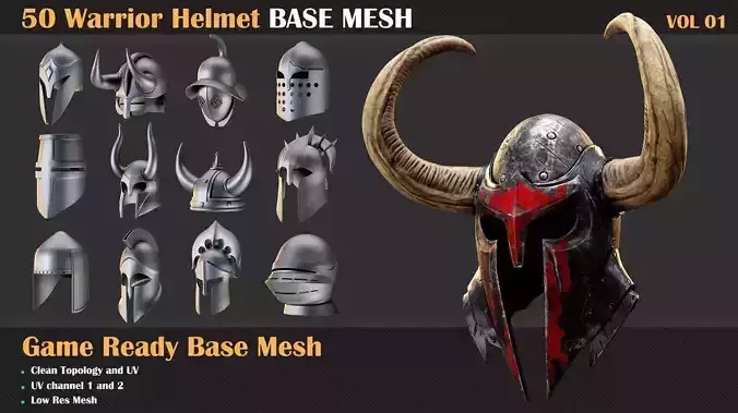 50 Warrior Helmet Base Mesh - VOL 01