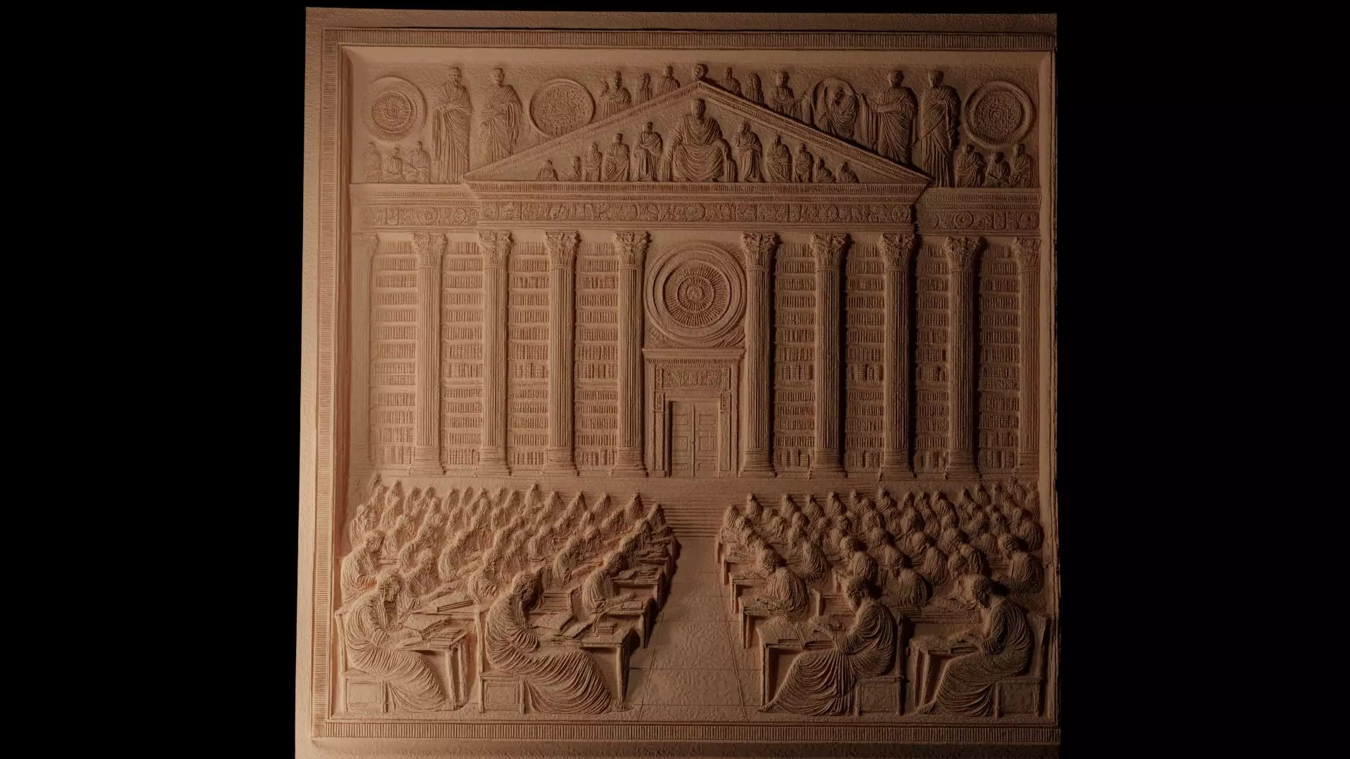 Library Of Alexandria CNC 3d Print High Relief Sand Casting 3D print model_0
