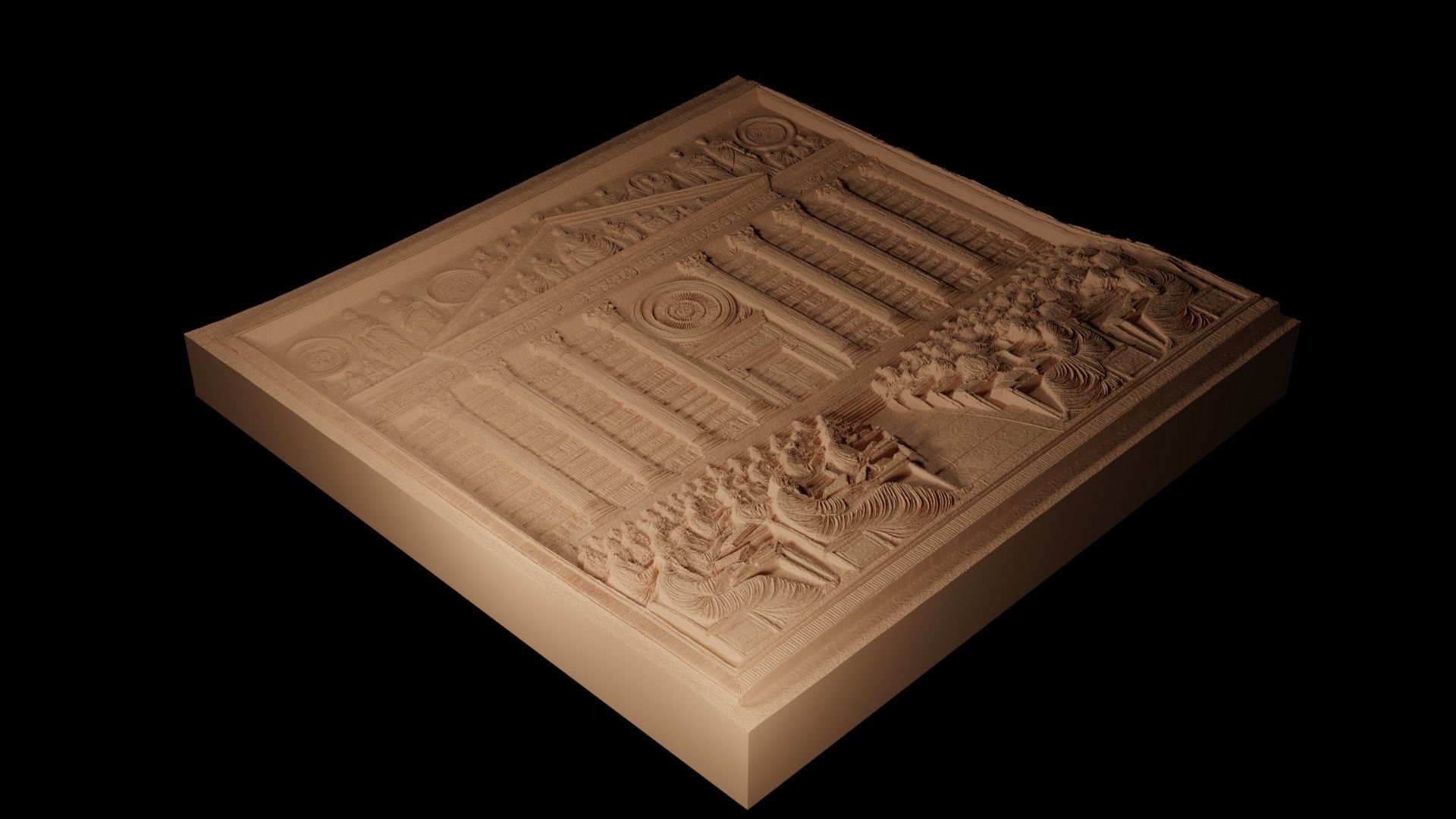 Library Of Alexandria CNC 3d Print High Relief Sand Casting 3D print model_2