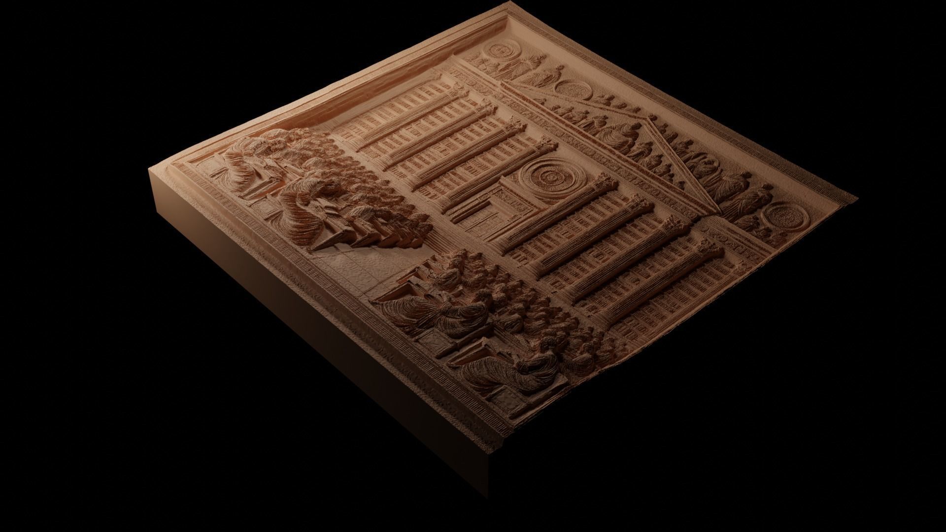 Library Of Alexandria CNC 3d Print High Relief Sand Casting 3D print model_1