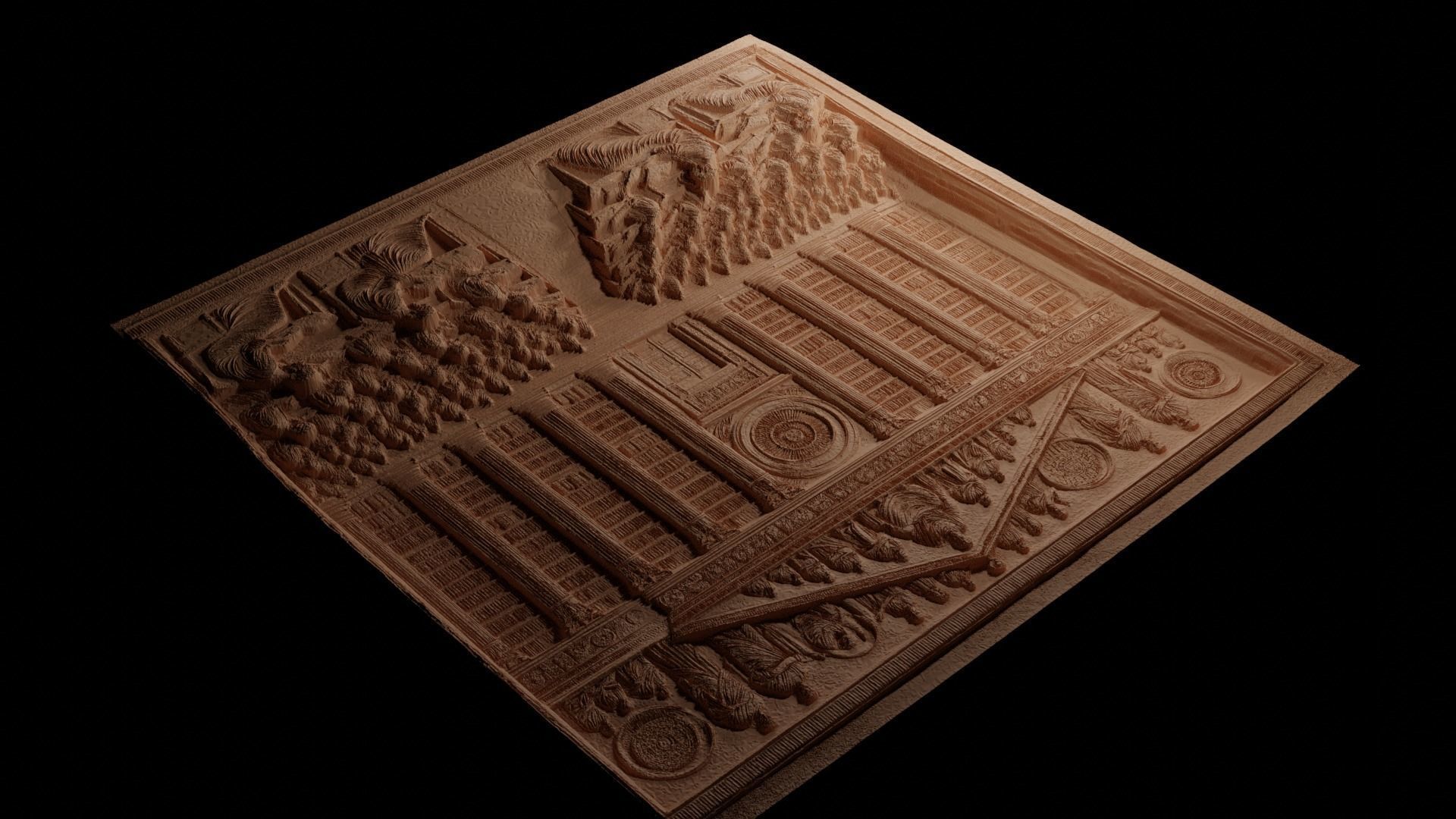 Library Of Alexandria CNC 3d Print High Relief Sand Casting 3D print model_3