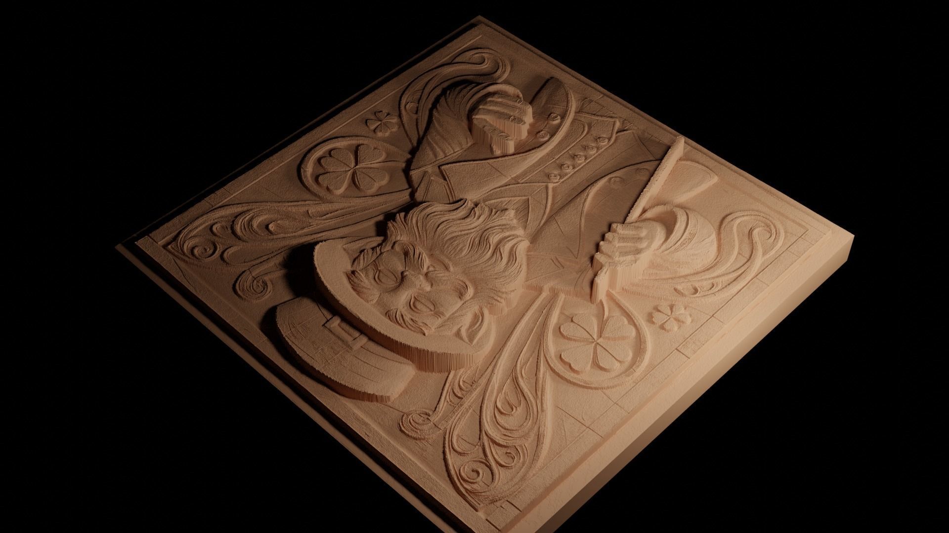 Leprechaun CNC 3d Print High Relief Sand Casting 3D print model_4