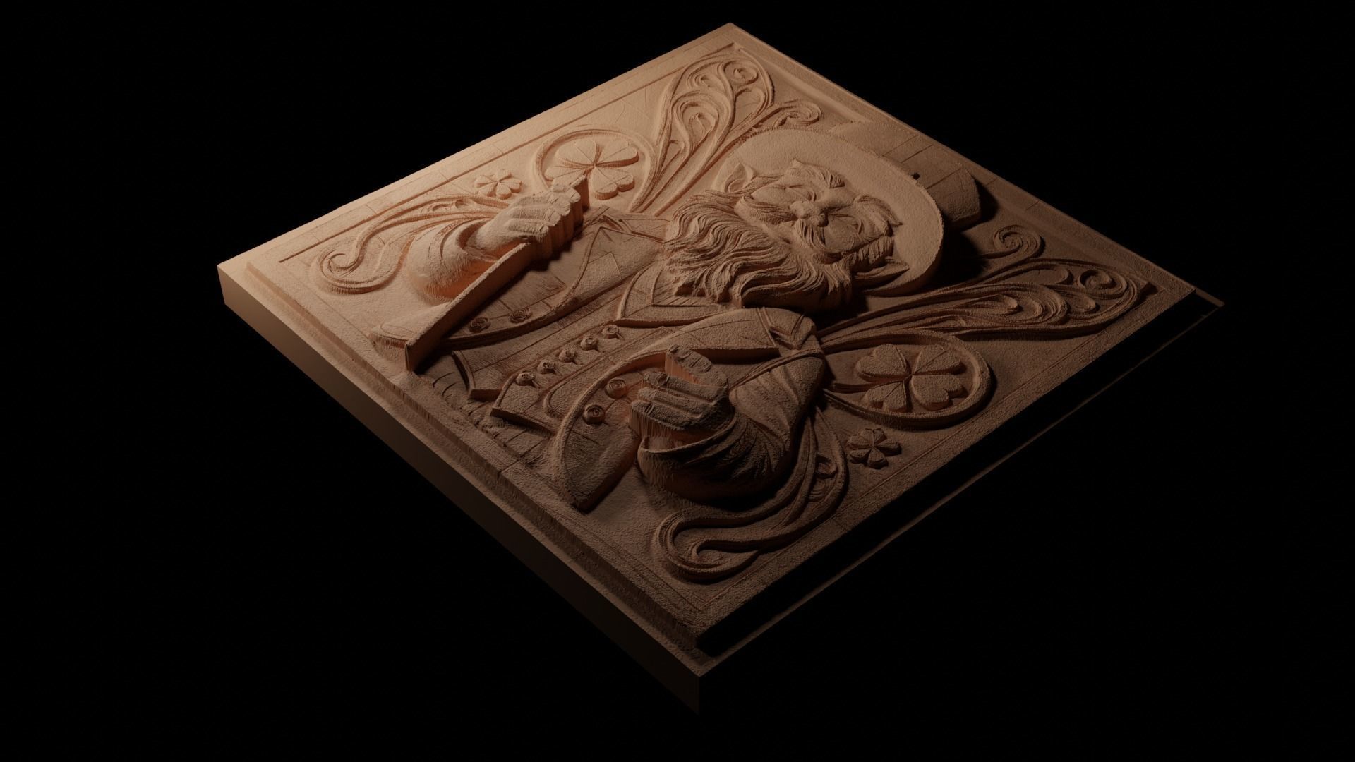 Leprechaun CNC 3d Print High Relief Sand Casting 3D print model_1