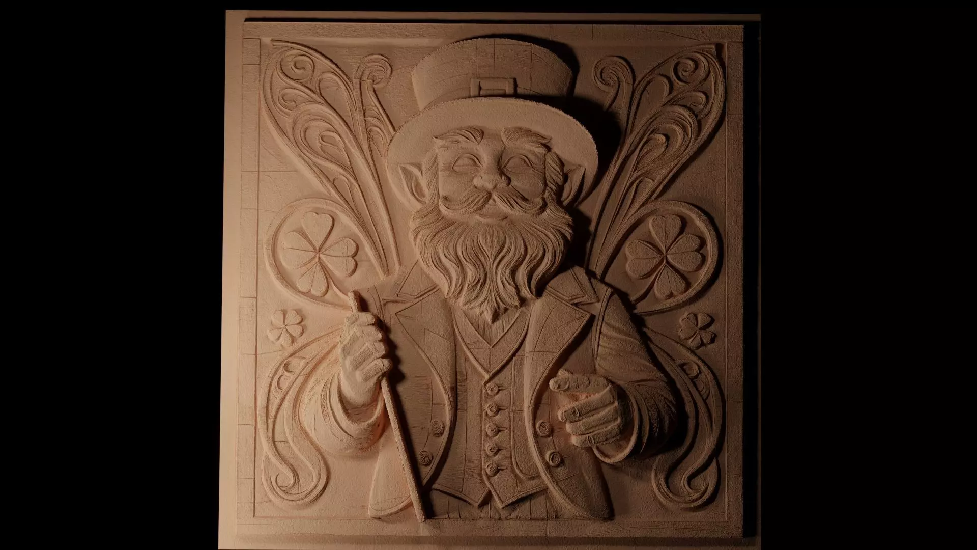 Leprechaun CNC 3d Print High Relief Sand Casting 3D print model_0